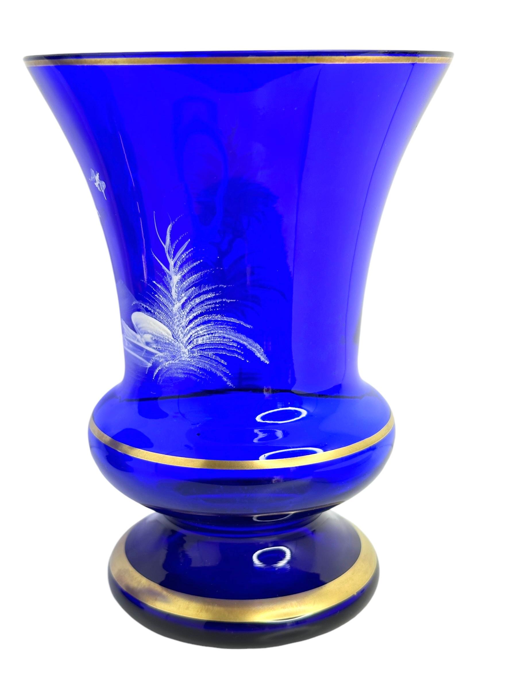 Art Nouveau Pair Mary Gregory Enamel Glass Goblets, Antique, German, 1920s For Sale