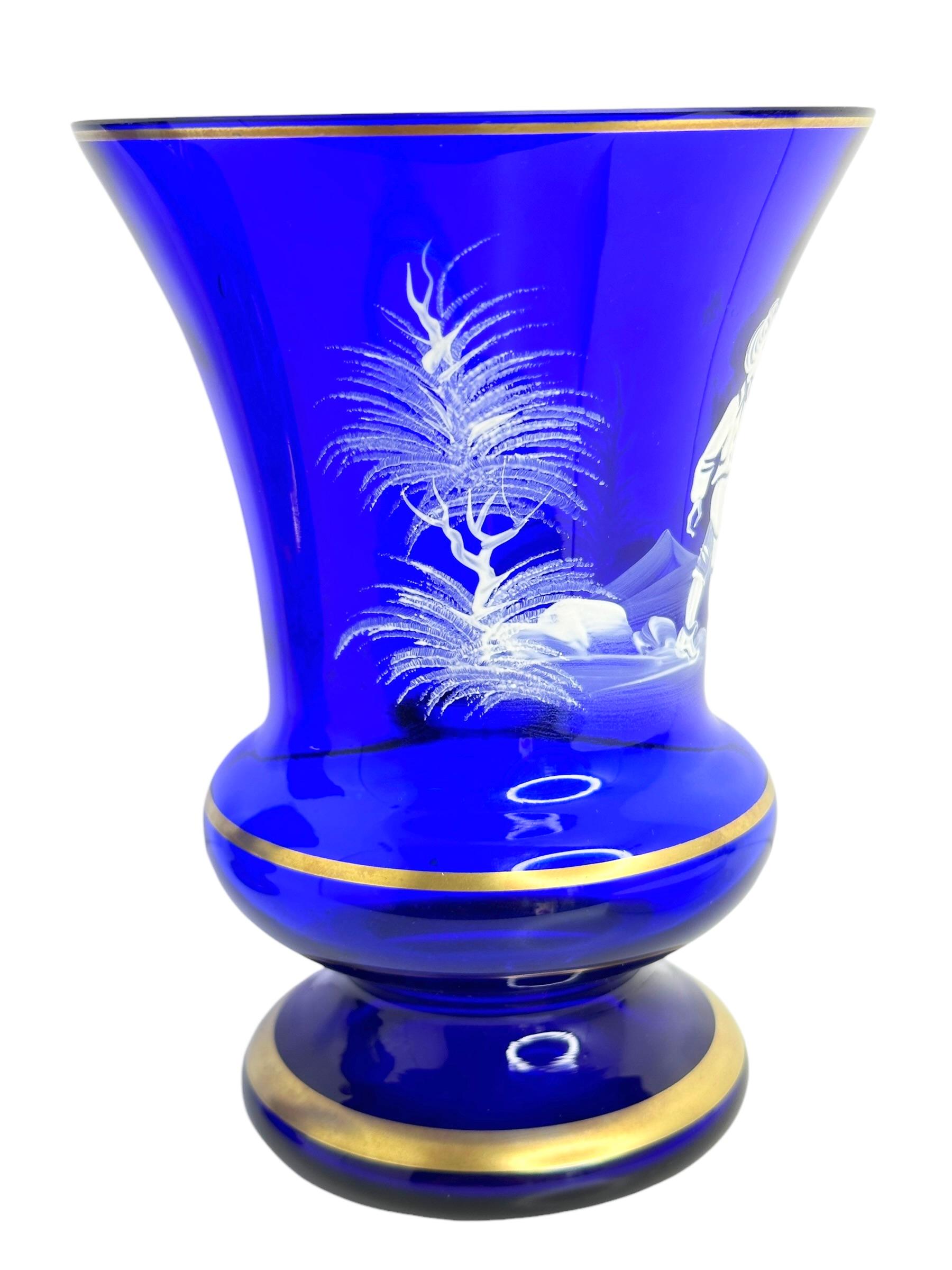 Pair Mary Gregory Enamel Glass Goblets, Antique, German, 1920s In Good Condition For Sale In Nuernberg, DE