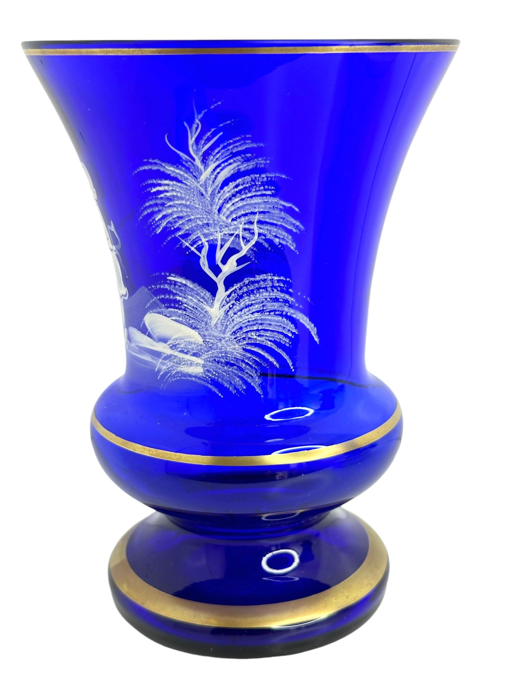 Pair Mary Gregory Enamel Glass Goblets, Antique, German, 1920s For Sale 1