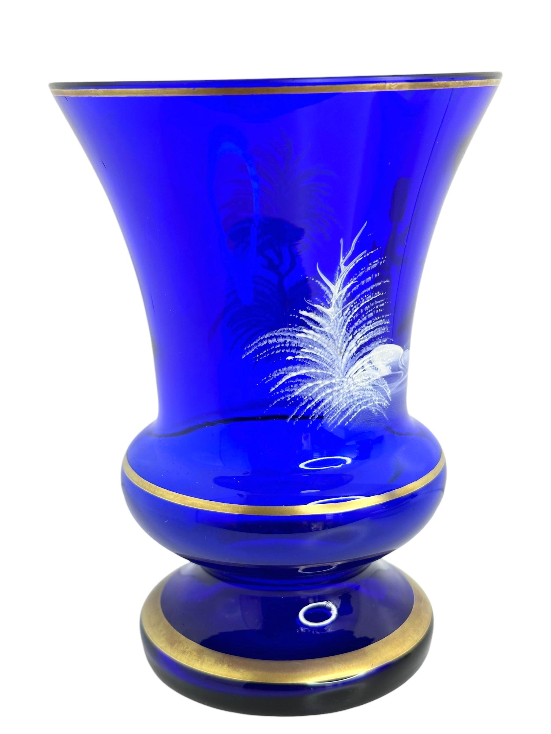 Pair Mary Gregory Enamel Glass Goblets, Antique, German, 1920s For Sale 3