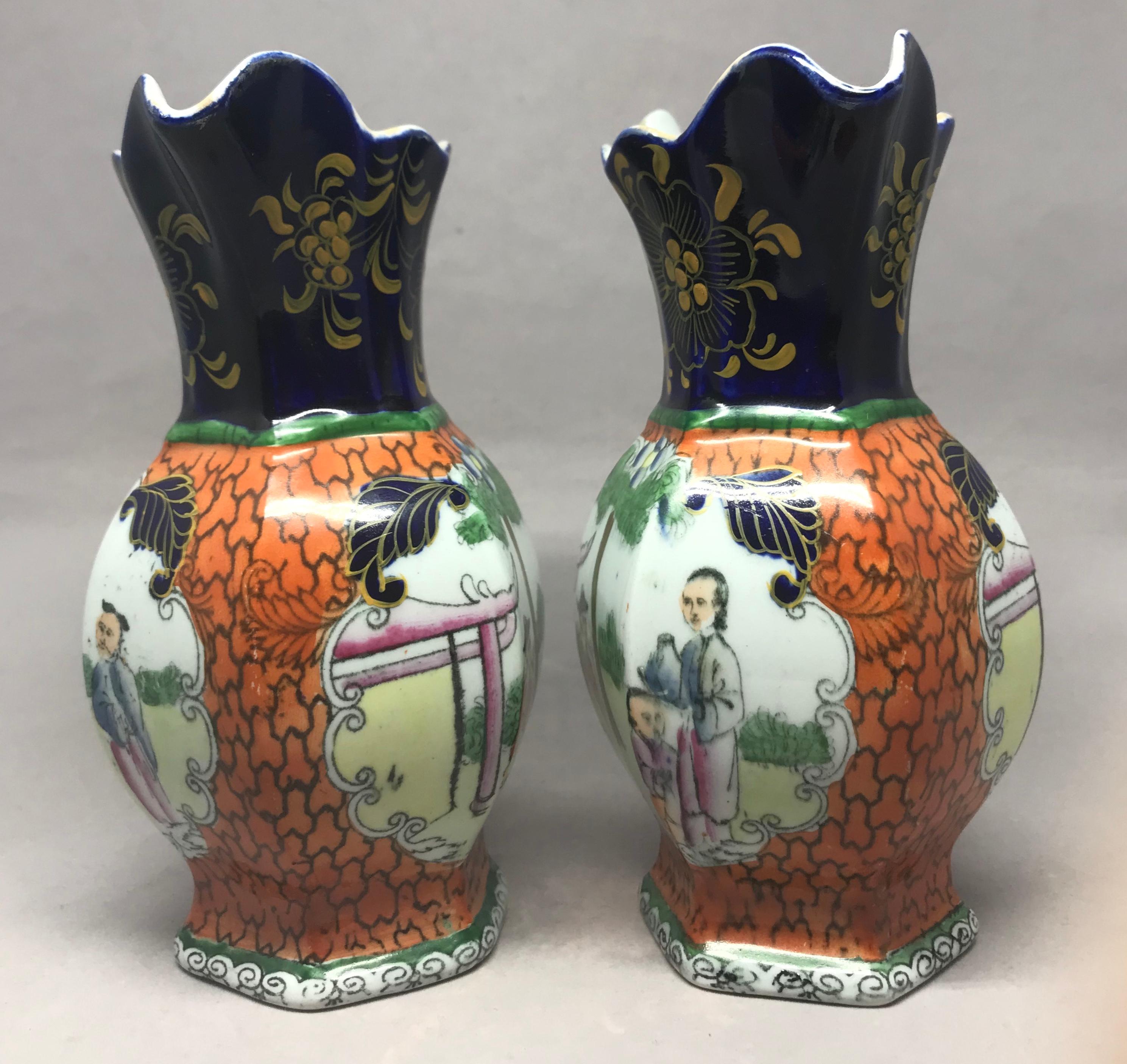 Early 19th Century Pair of Mason's Chinoiserie Vases For Sale