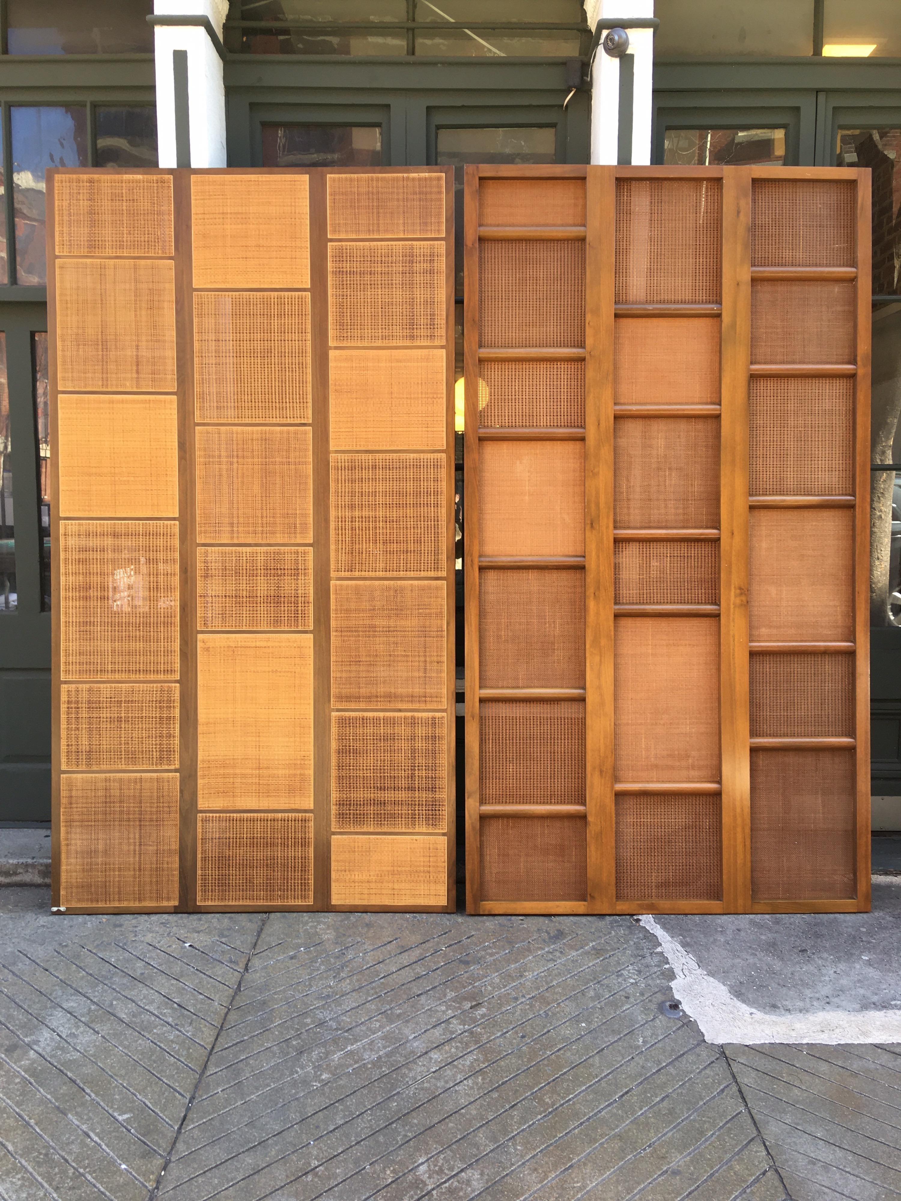 Mid-20th Century Pair of Massive Walnut Privacy Panels in the Style of Edward Wormley