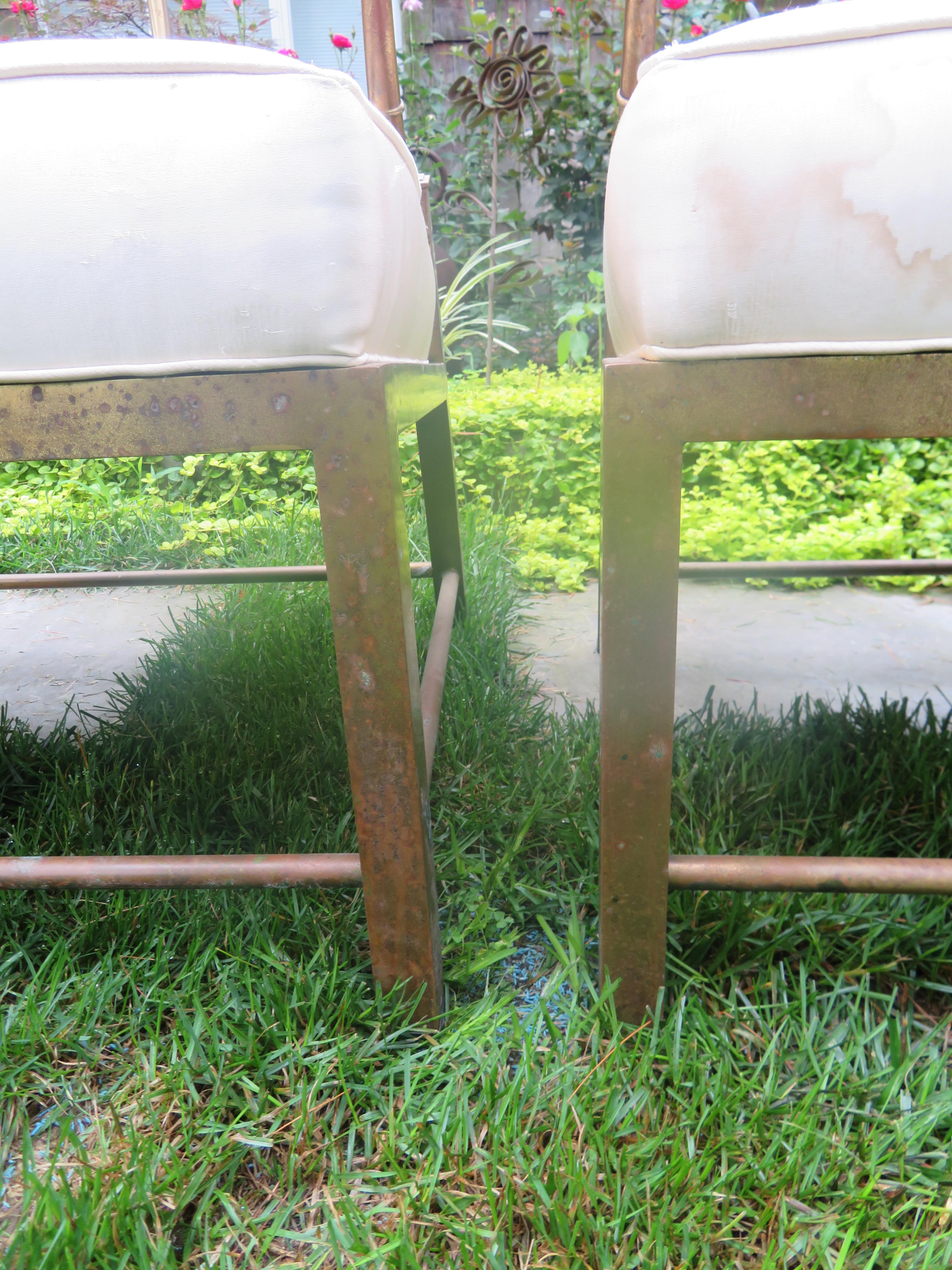 Paire de fauteuils de salon Mastercraft en laiton imitation bambou d'inspiration asiatique, milieu du siècle dernier en vente 6