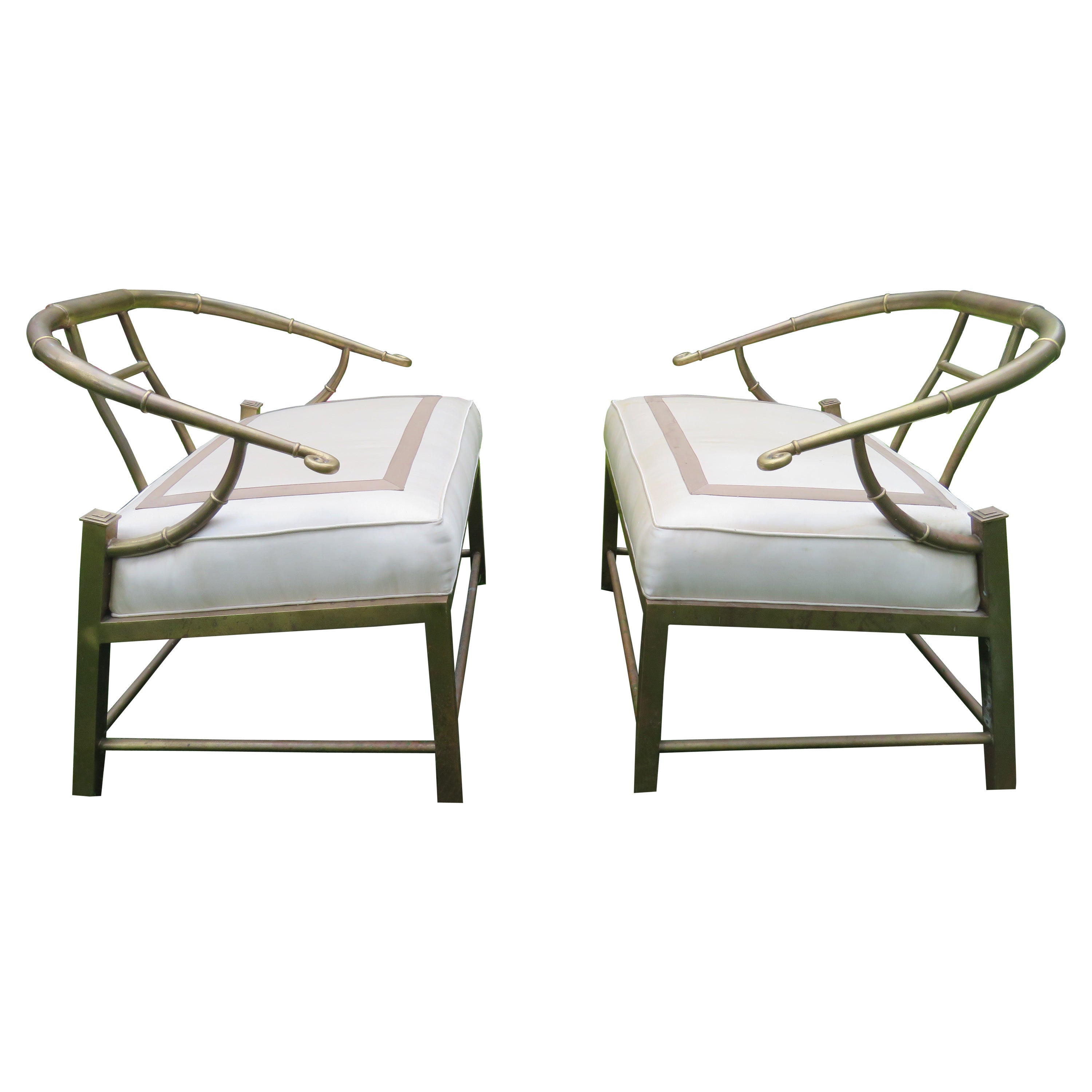 Mastercraft Asiatisch inspirierte Sessel aus Kunstbambus und Messing, Mid-Century, Paar
