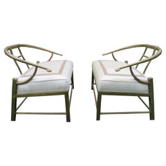 Mastercraft Asiatisch inspirierte Sessel aus Kunstbambus und Messing, Mid-Century, Paar