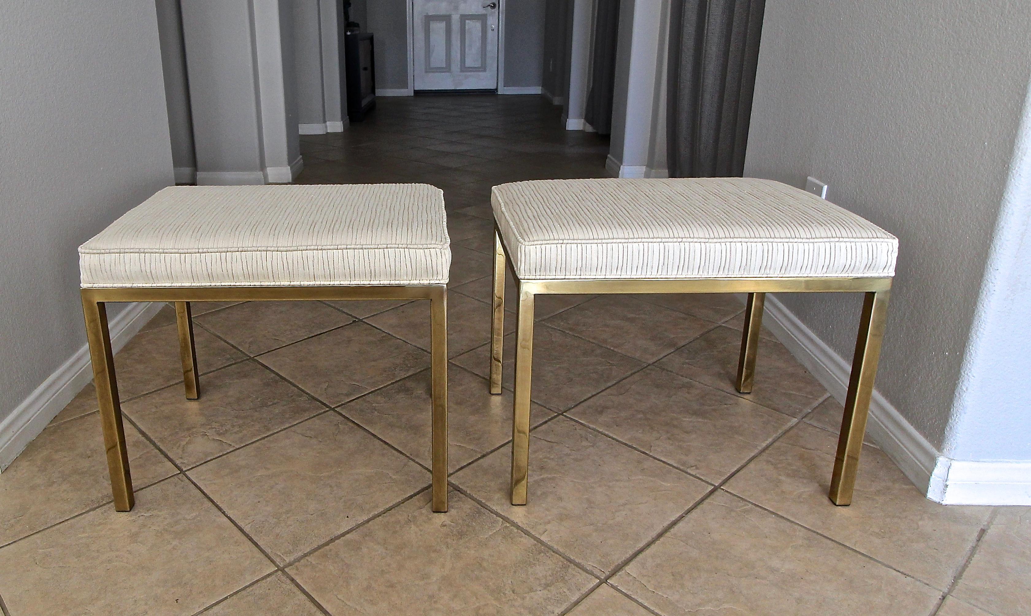 Coppia di panche rettangolari in ottone Mastercraft Stools in vendita 4