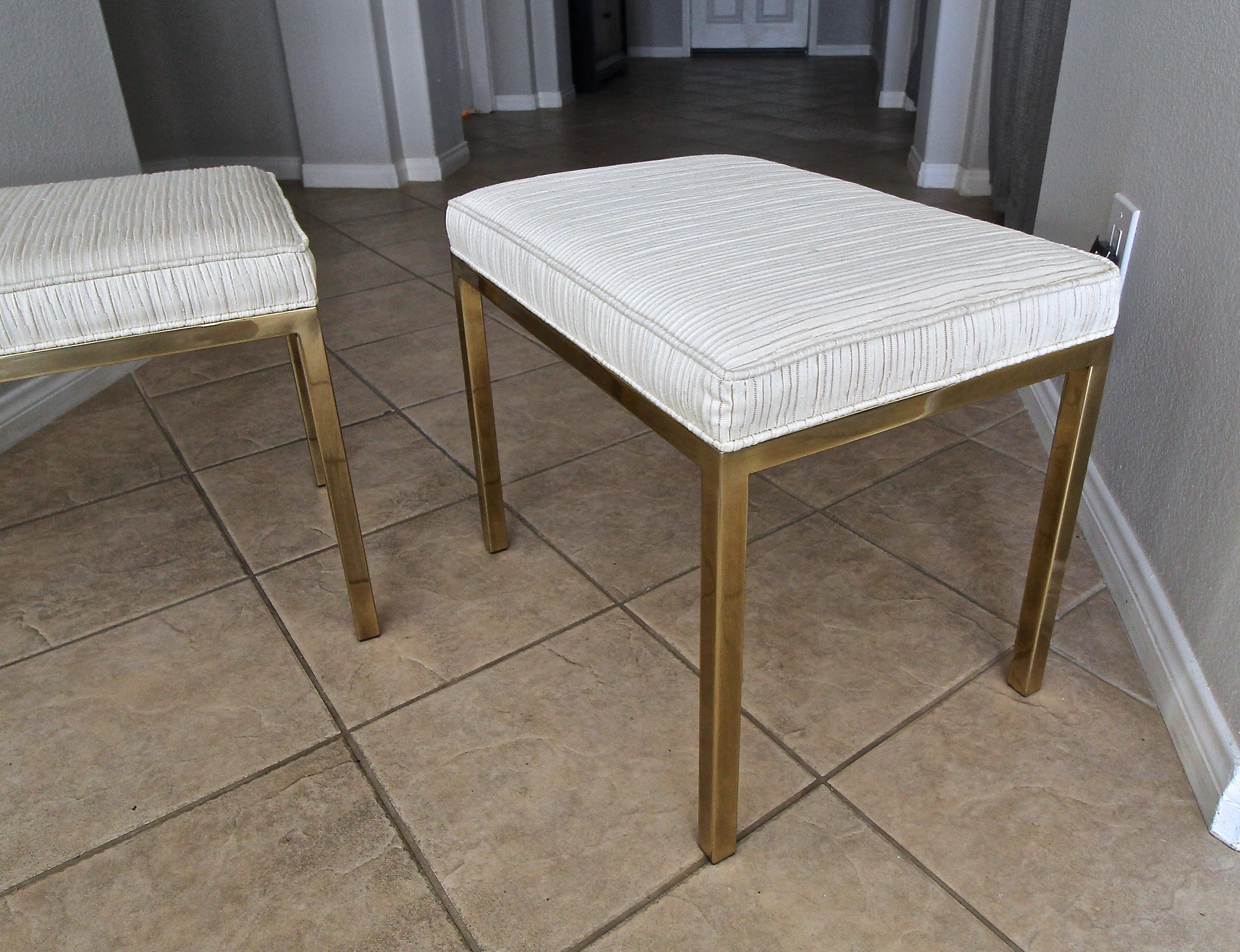 Pair of Mastercraft Brass Rectangular Benches Stools For Sale 5