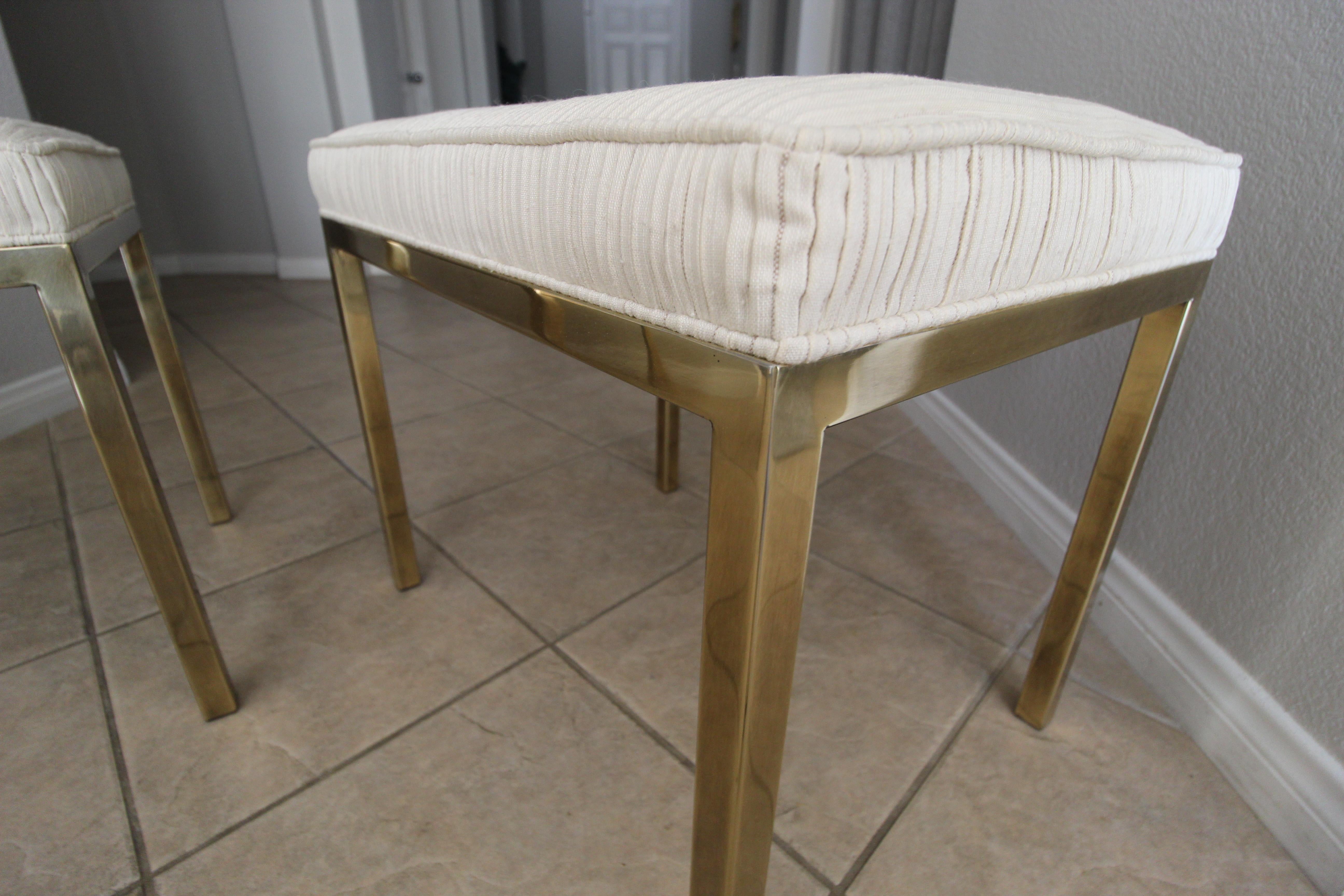 Coppia di panche rettangolari in ottone Mastercraft Stools in vendita 7