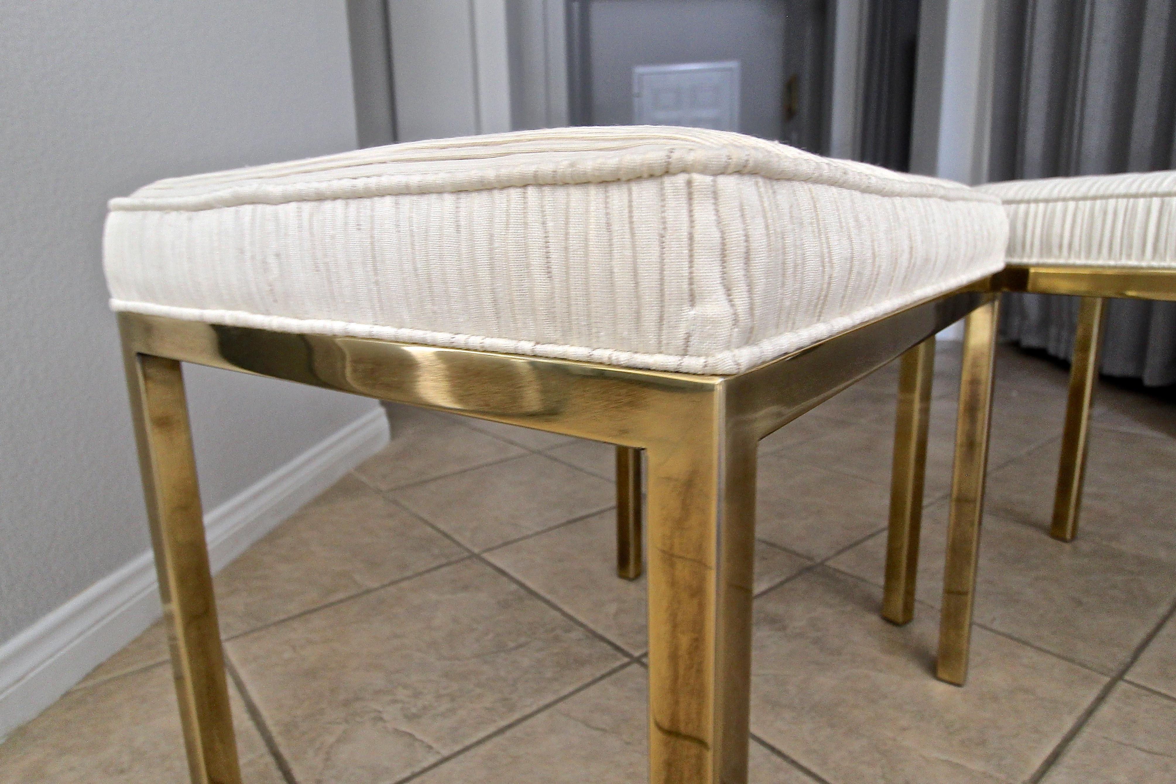 Pair of Mastercraft Brass Rectangular Benches Stools For Sale 7