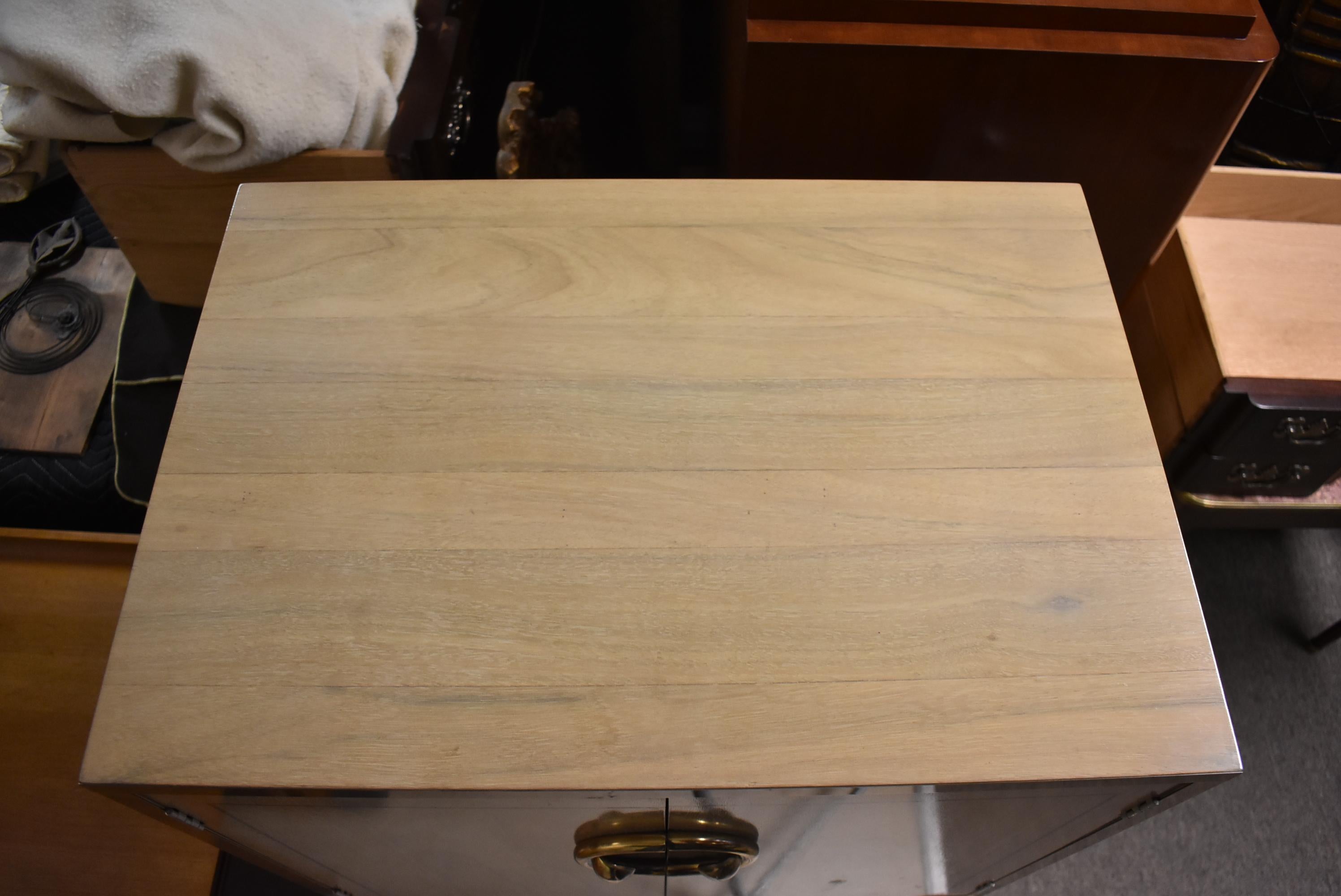 Pair of Mastercraft Nightstands Brass and Zebrano / Zebra Wood 1