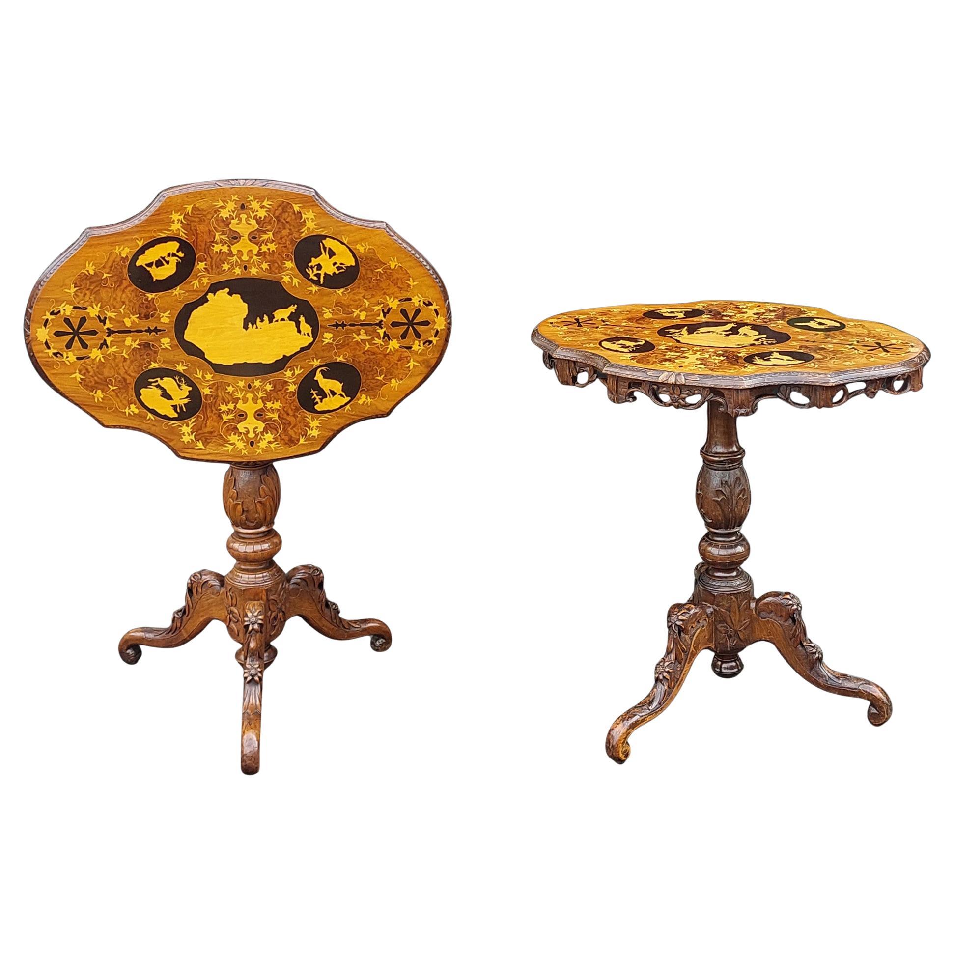 Pareja (emparejadas) de mesas basculantes Black Forest del siglo XIX en venta