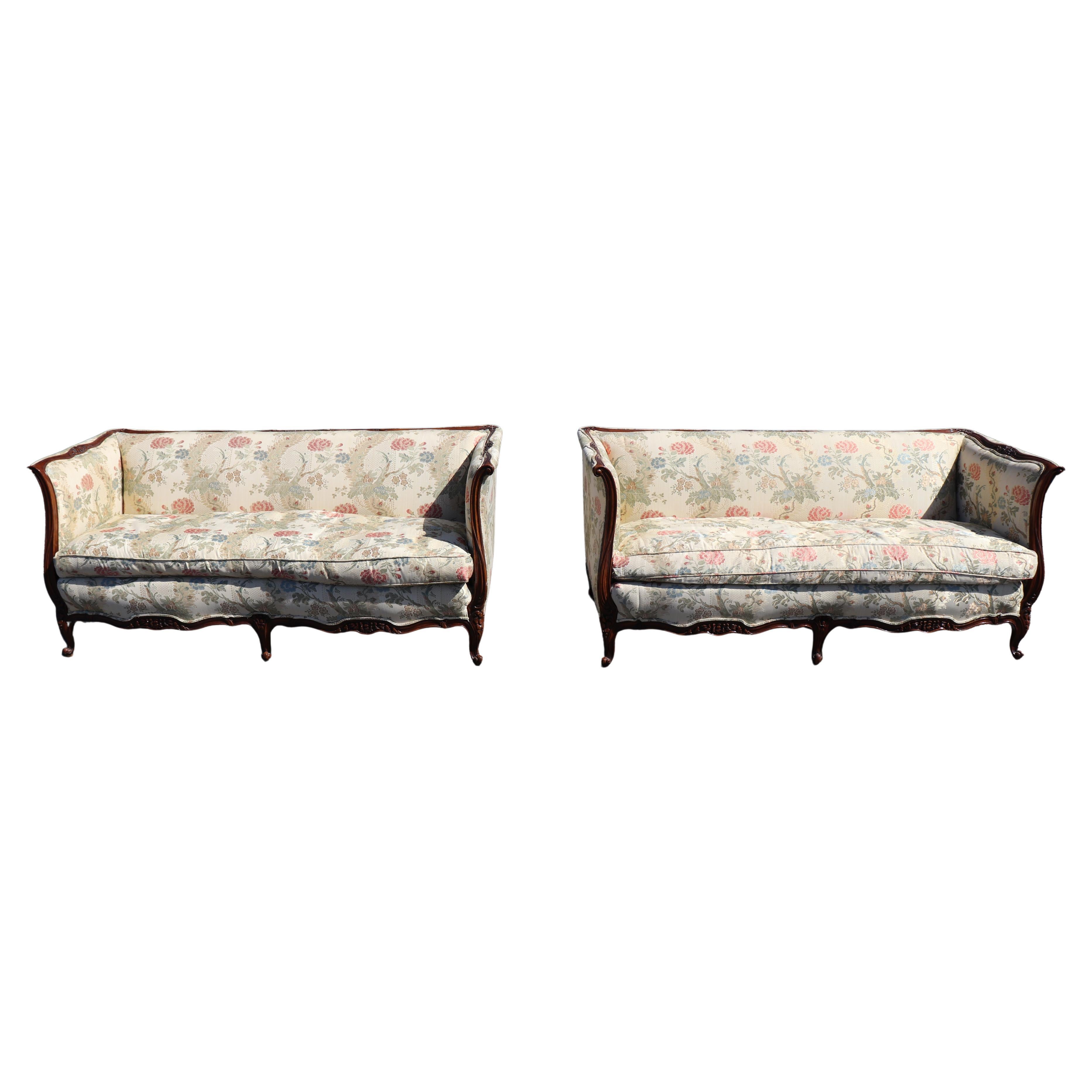 Pair Matched Pair Karges Carved French Louis XV Style Sofas Settees