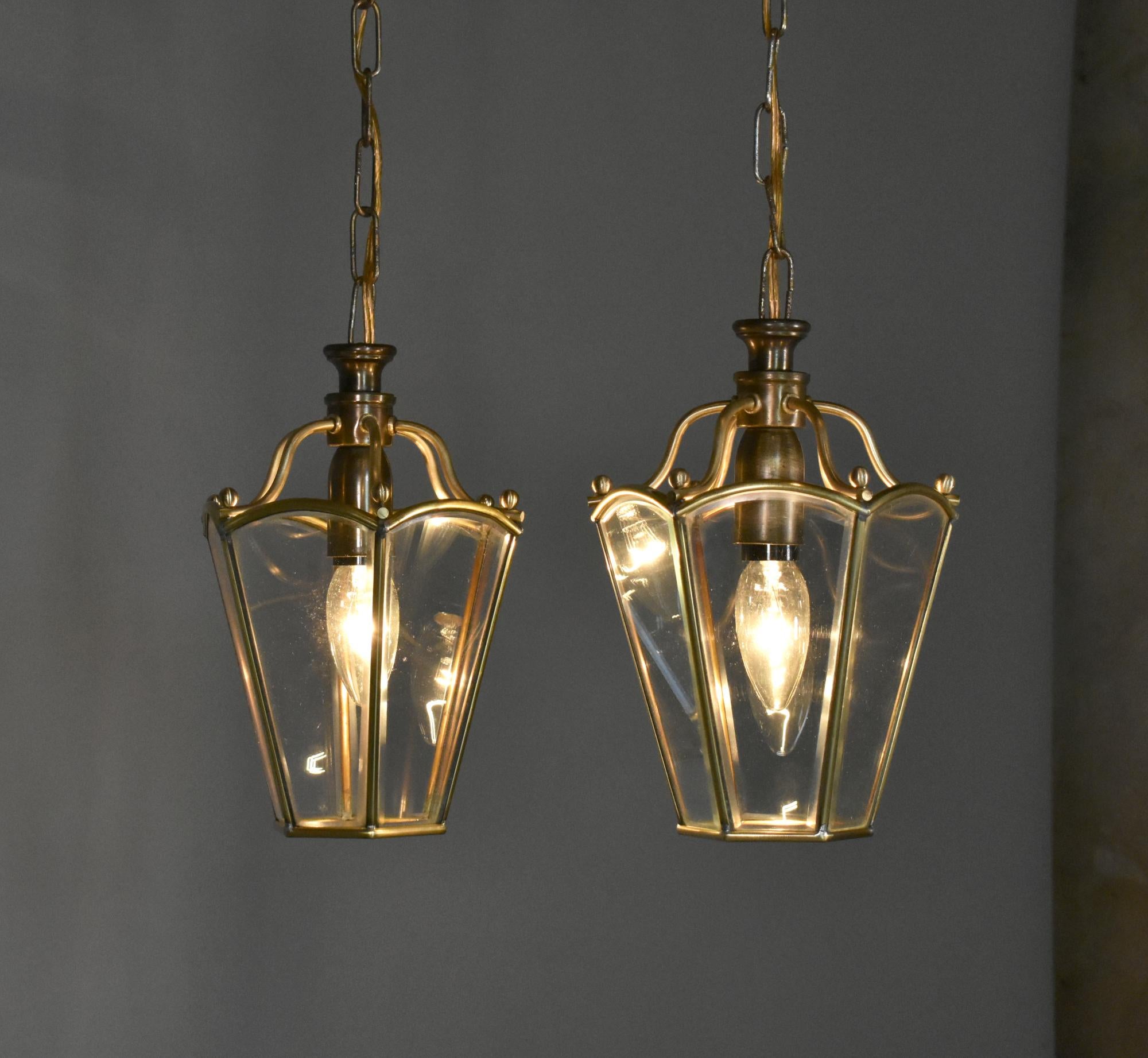 Pair Matching Brass Lanterns For Sale 3