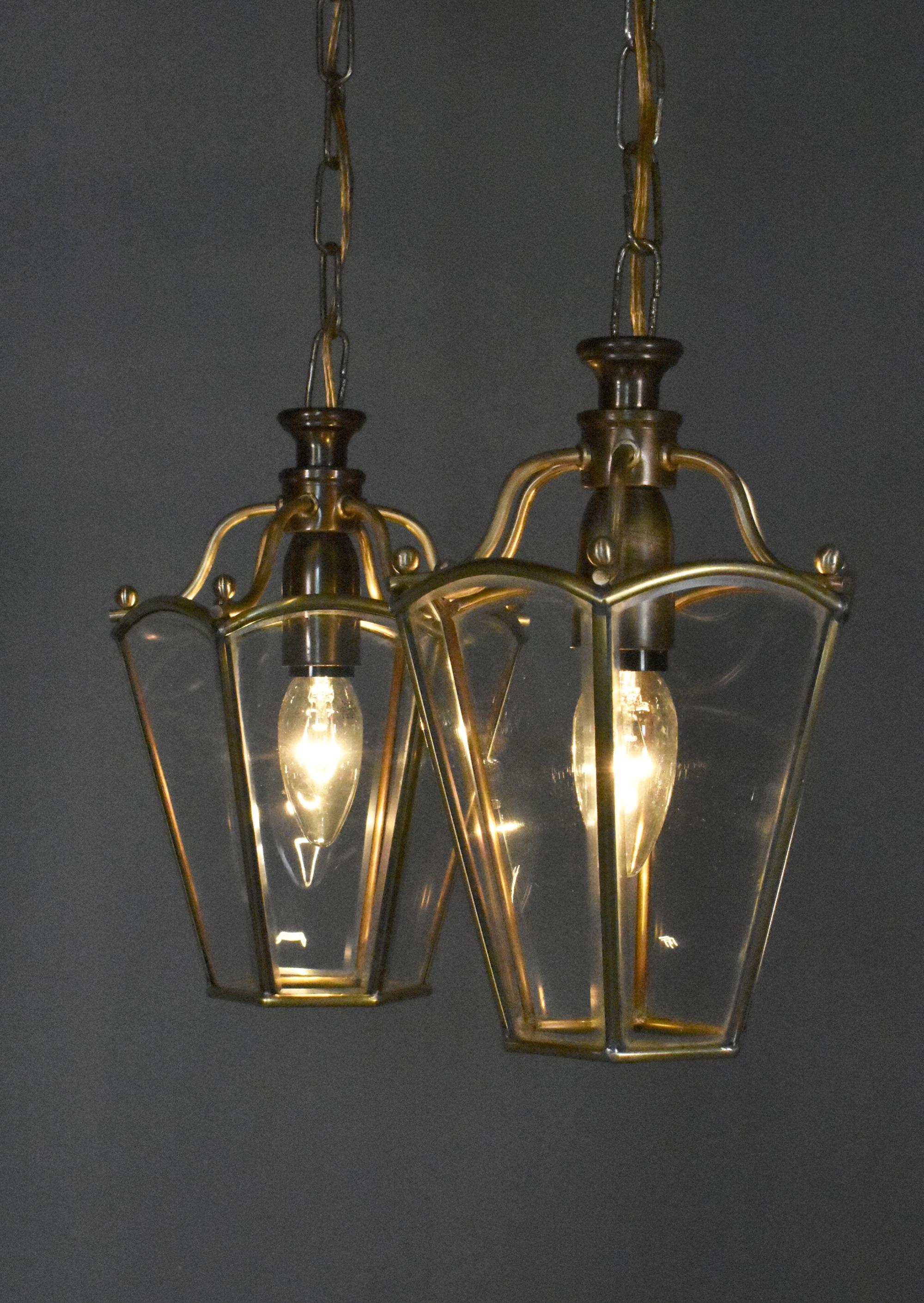 Pair Matching Brass Lanterns For Sale 4