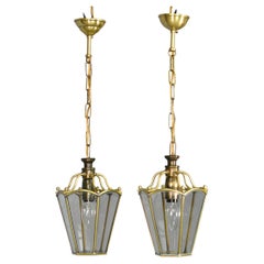 Vintage Pair Matching Brass Lanterns