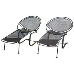 Pair of Maurizio Tempestini for Salterini Chaise Lounges, Wrought Iron