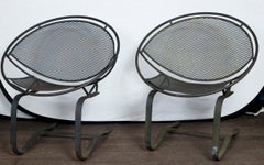 Pair of Maurizio Tempestini for Salterini Circular Saucer Chairs, Wrought Iron