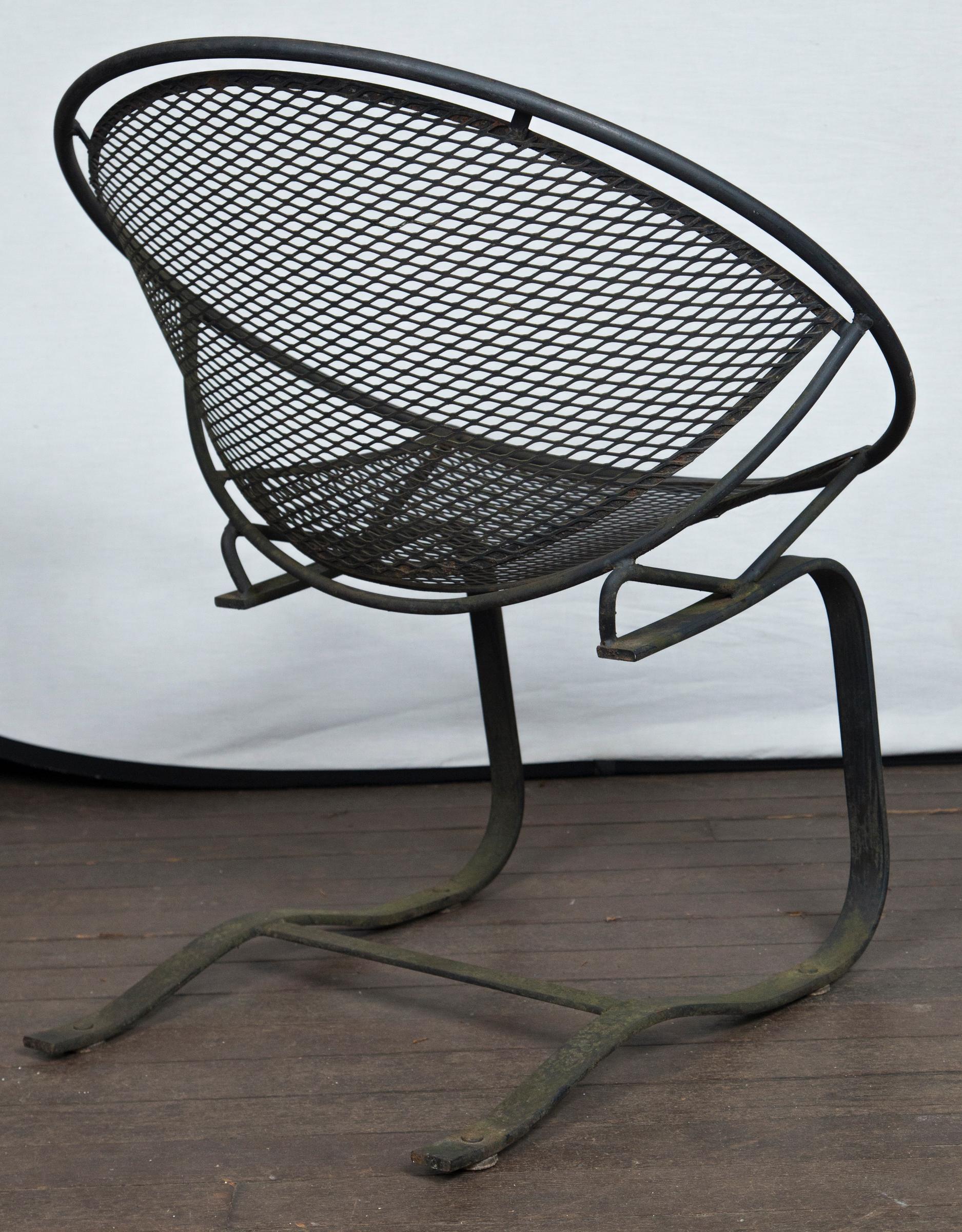 Pair of Maurizio Tempestini for Salterini Circular Saucer Chairs, Wrought Iron 3