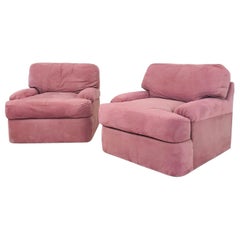 Pair Mauve 1980s Swivel Armchairs by Directional