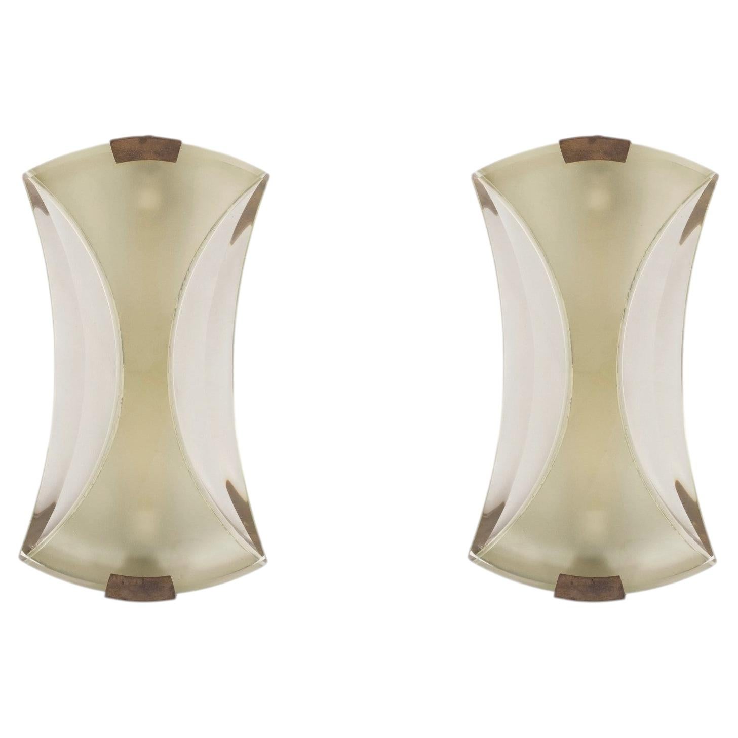 Pair Max Ingrand Fontana Arte Model 2225 Sconces