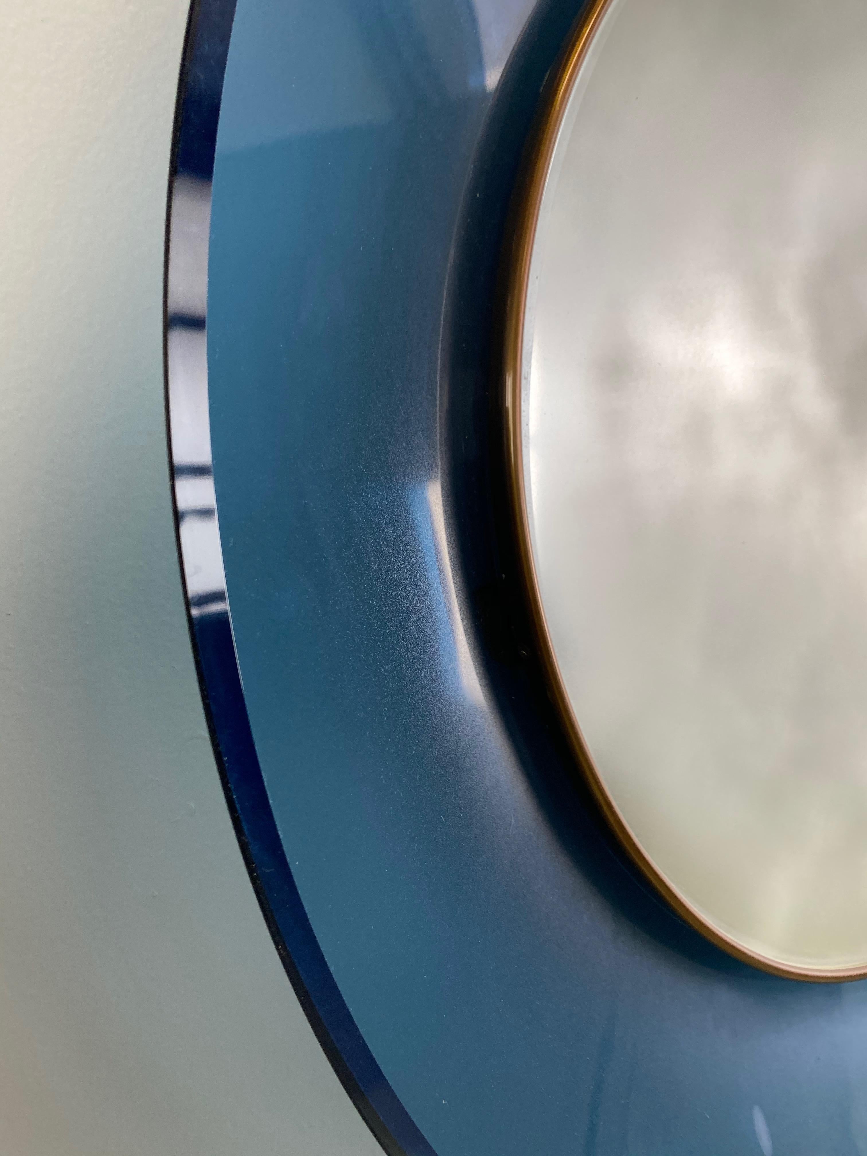 Pair of Max Ingrand Mirror for Fontana Arte Model 1699 with Blue Glass Surround 5