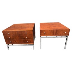Pair McCobb style American of Martinsville End Table Chrome Walnut Mid-Century