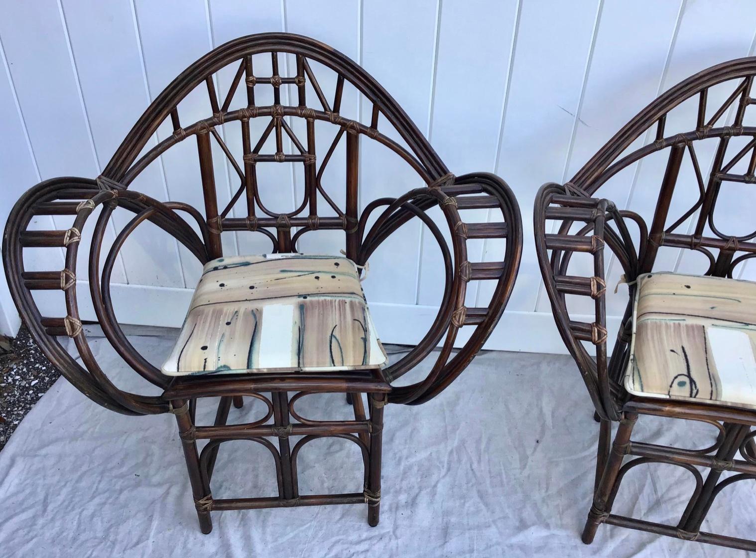 Pair McGuire Bamboo Rattan Butterfly Chairs In Good Condition In Bradenton, FL
