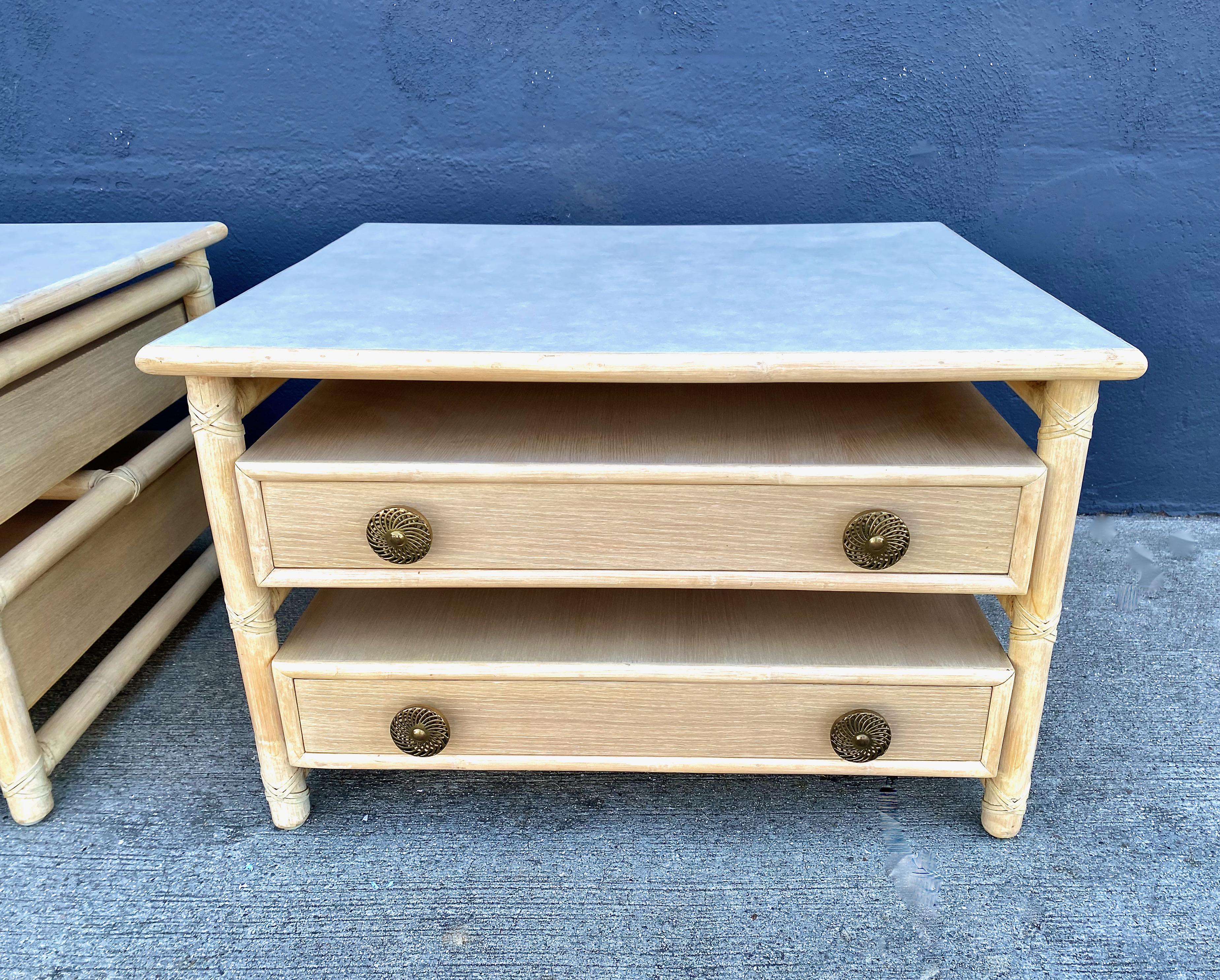 20th Century Pair McGuire Side Tables or Nightstands For Sale