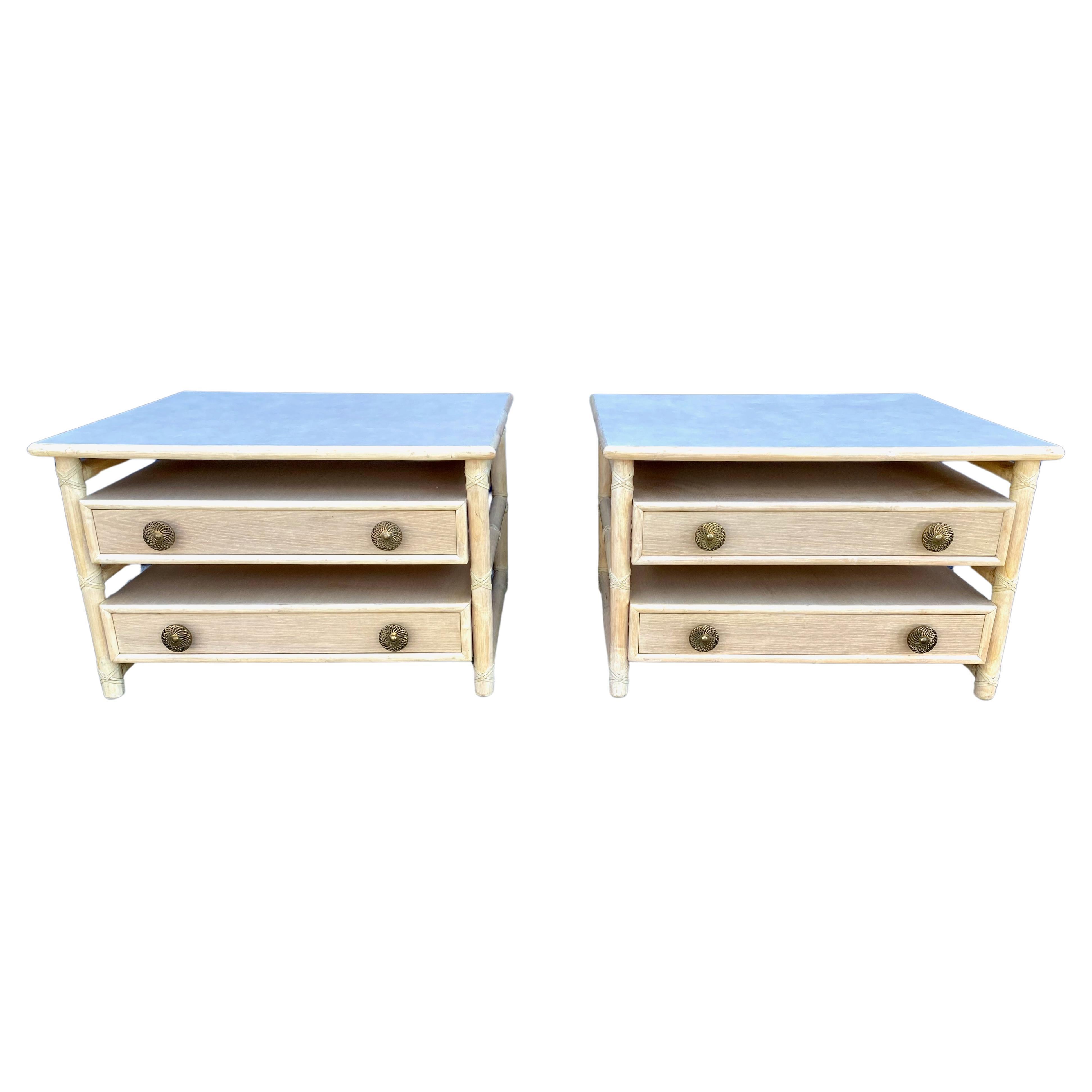 Pair McGuire Side Tables or Nightstands For Sale
