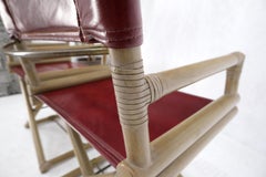 Par McGuire Asientos De Cuero Borgoña Sillas Plegables Capitanes Marcos De Oliva