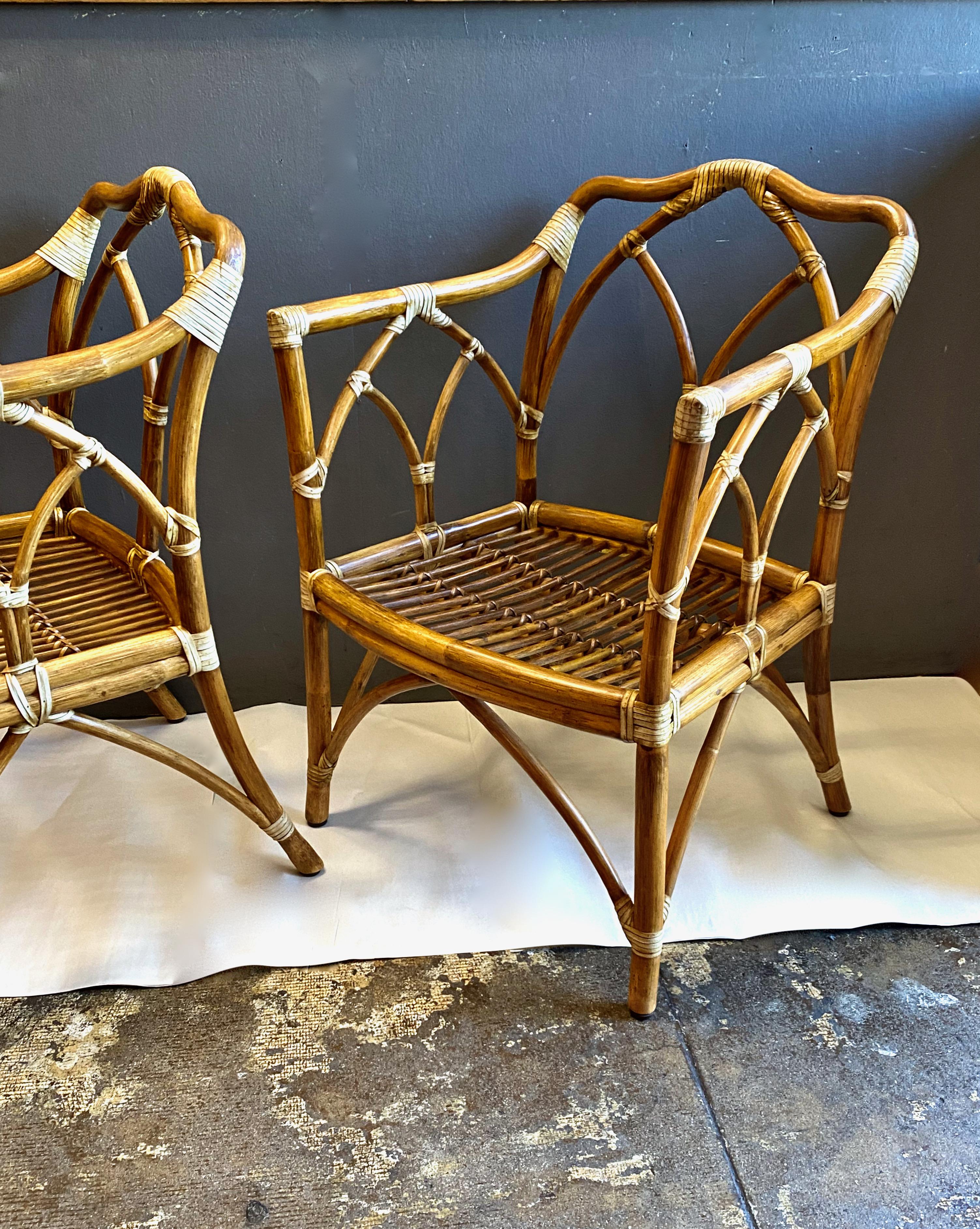 Pair McGuire Cathedral Lounge Chairs In Good Condition In Pasadena, CA