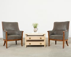 Pair McGuire Cerused Oak Rattan Nightstands End Tables