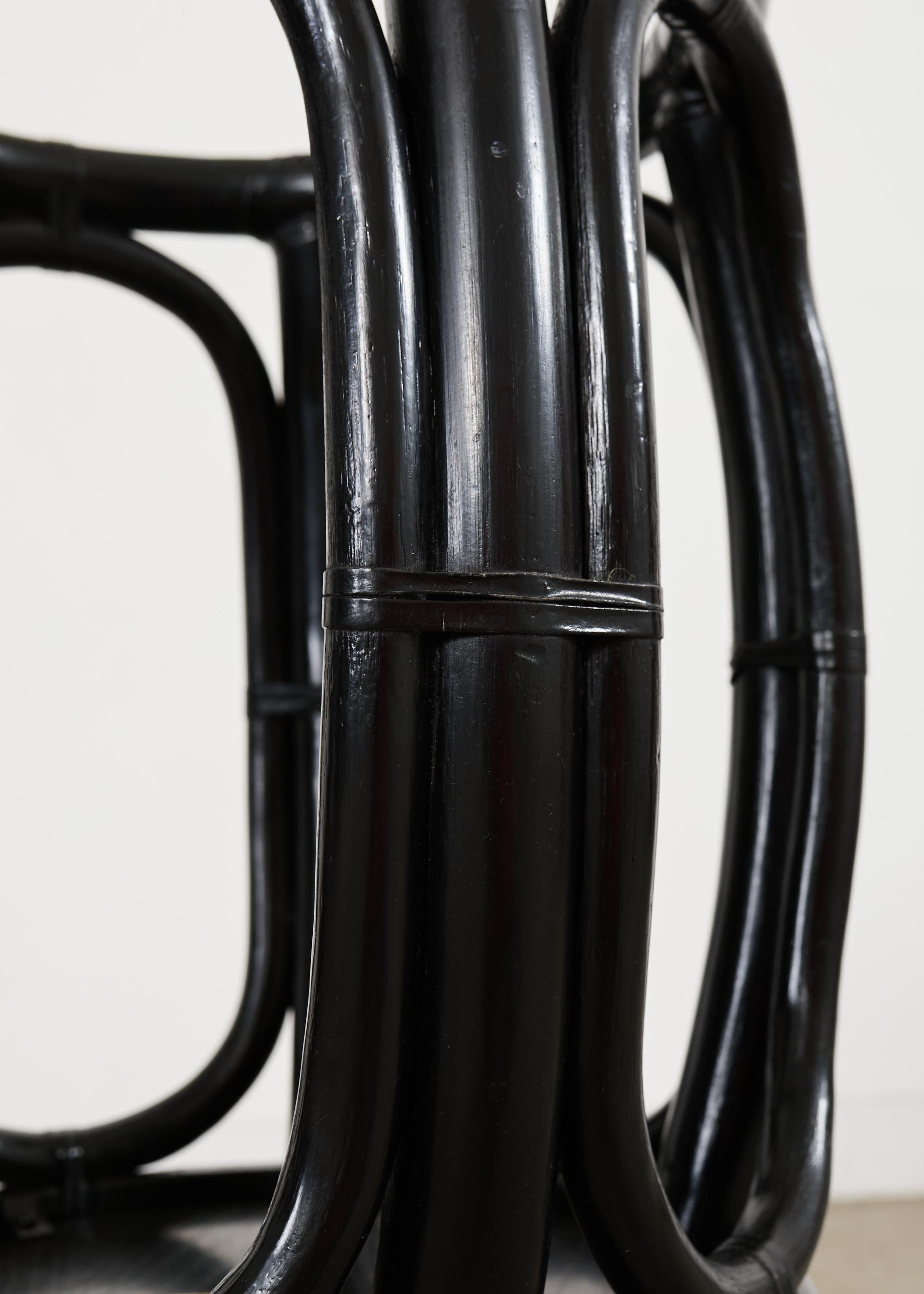 Paire de tables à boire Taborette Drum en rotin laqué McGuire en vente 6