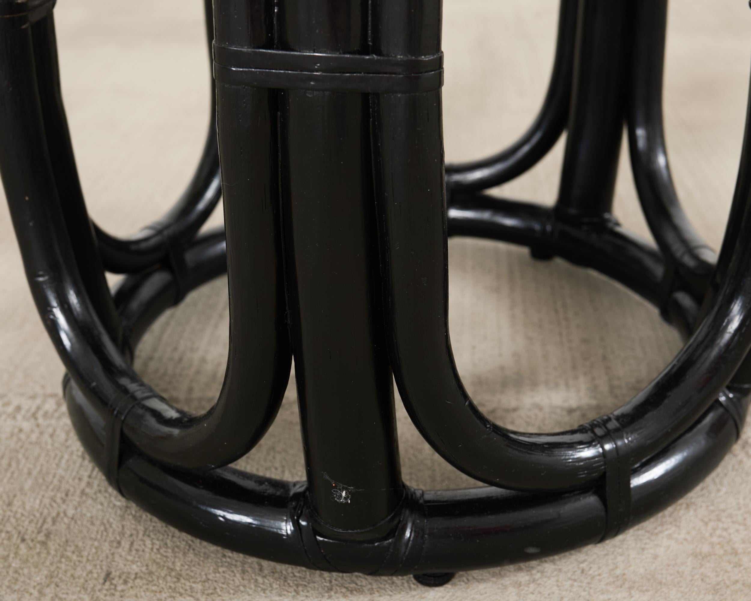 Paire de tables à boire Taborette Drum en rotin laqué McGuire en vente 7