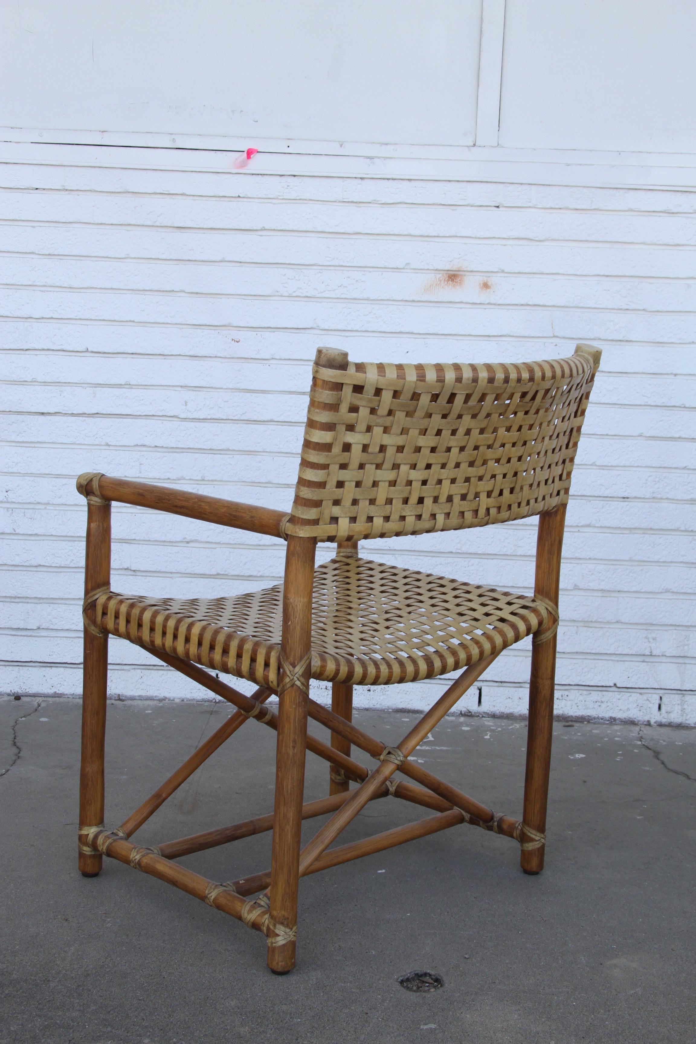 Late 20th Century Pair McGuire MCLM45  Rattan Armchairs For Sale