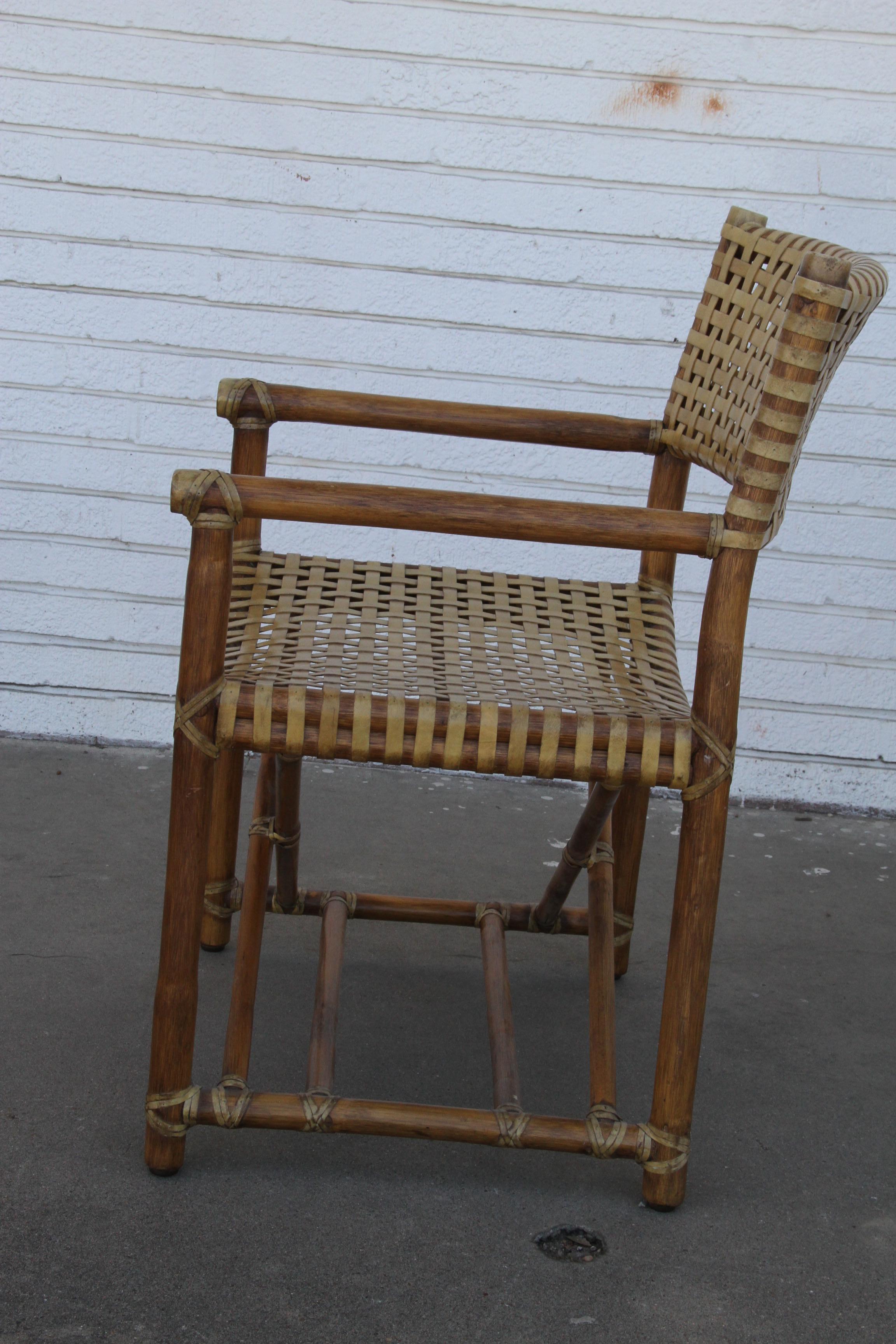 Pair McGuire MCLM45  Rattan Armchairs For Sale 1