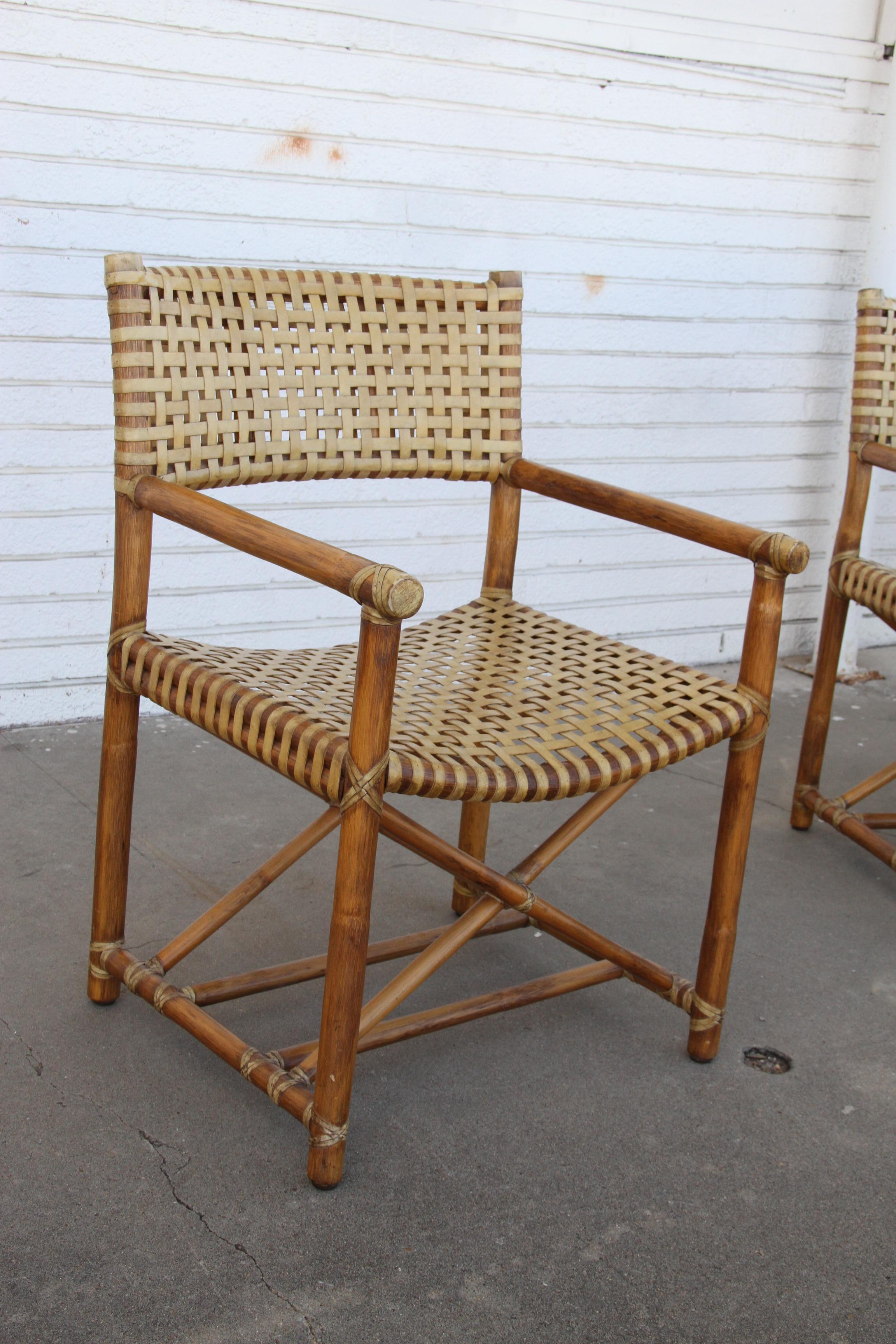 Pair McGuire MCLM45  Rattan Armchairs For Sale 3