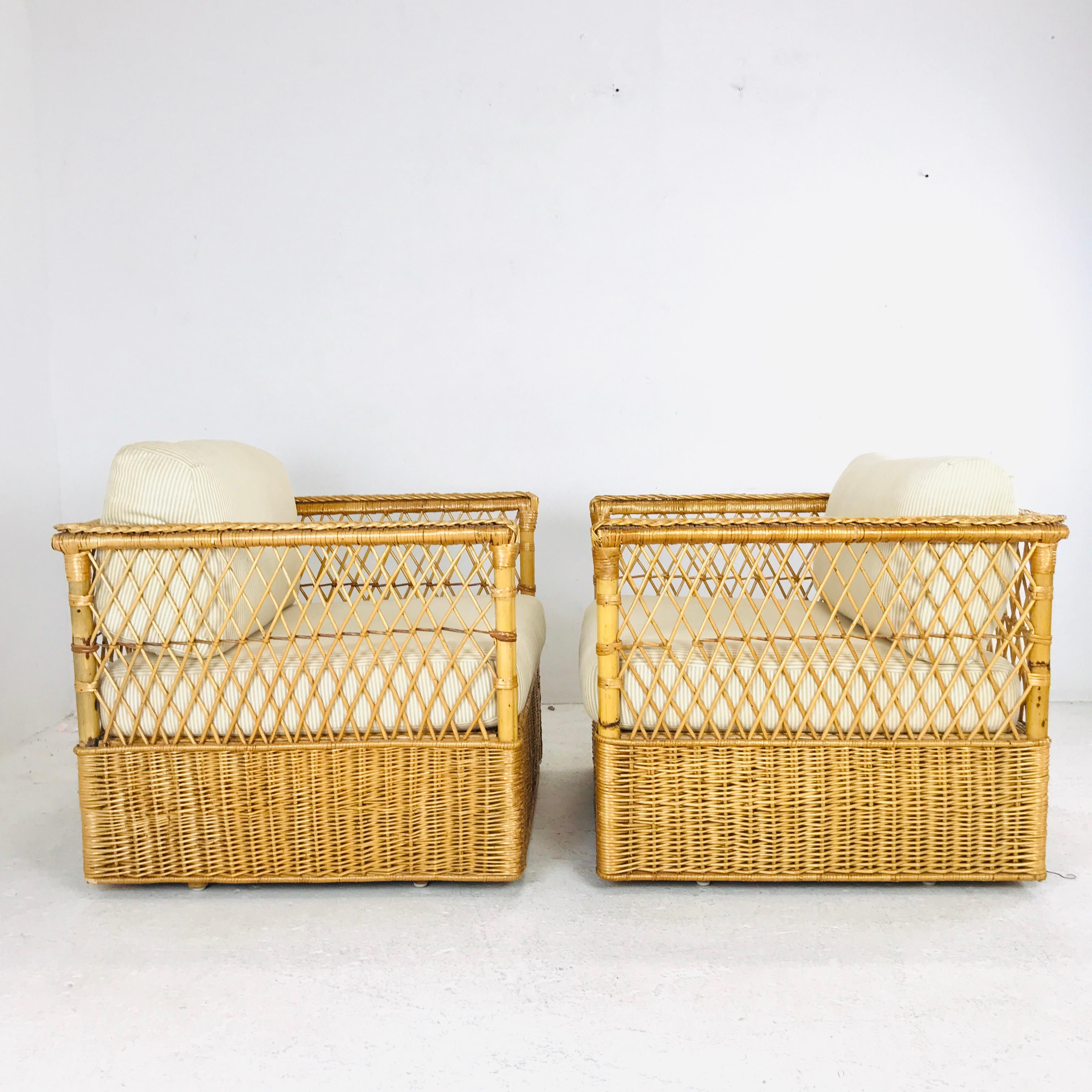 Pair of McGuire Rattan Wicker Armchairs In Good Condition In Dallas, TX