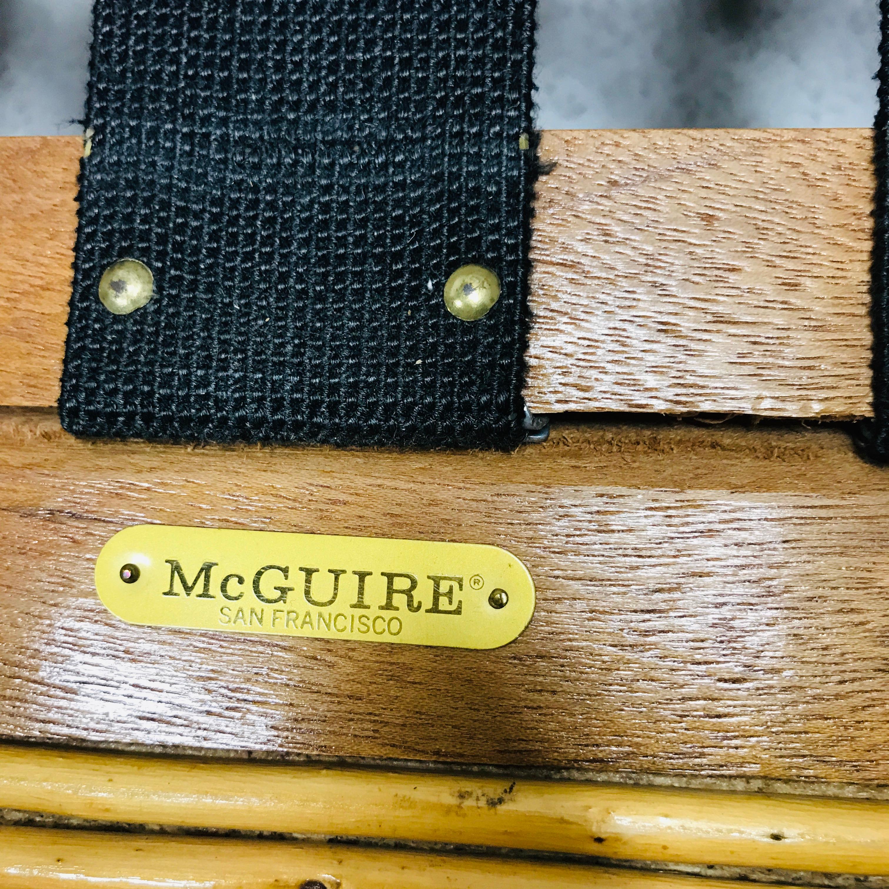 Fabric Pair of McGuire Rattan Wicker Armchairs