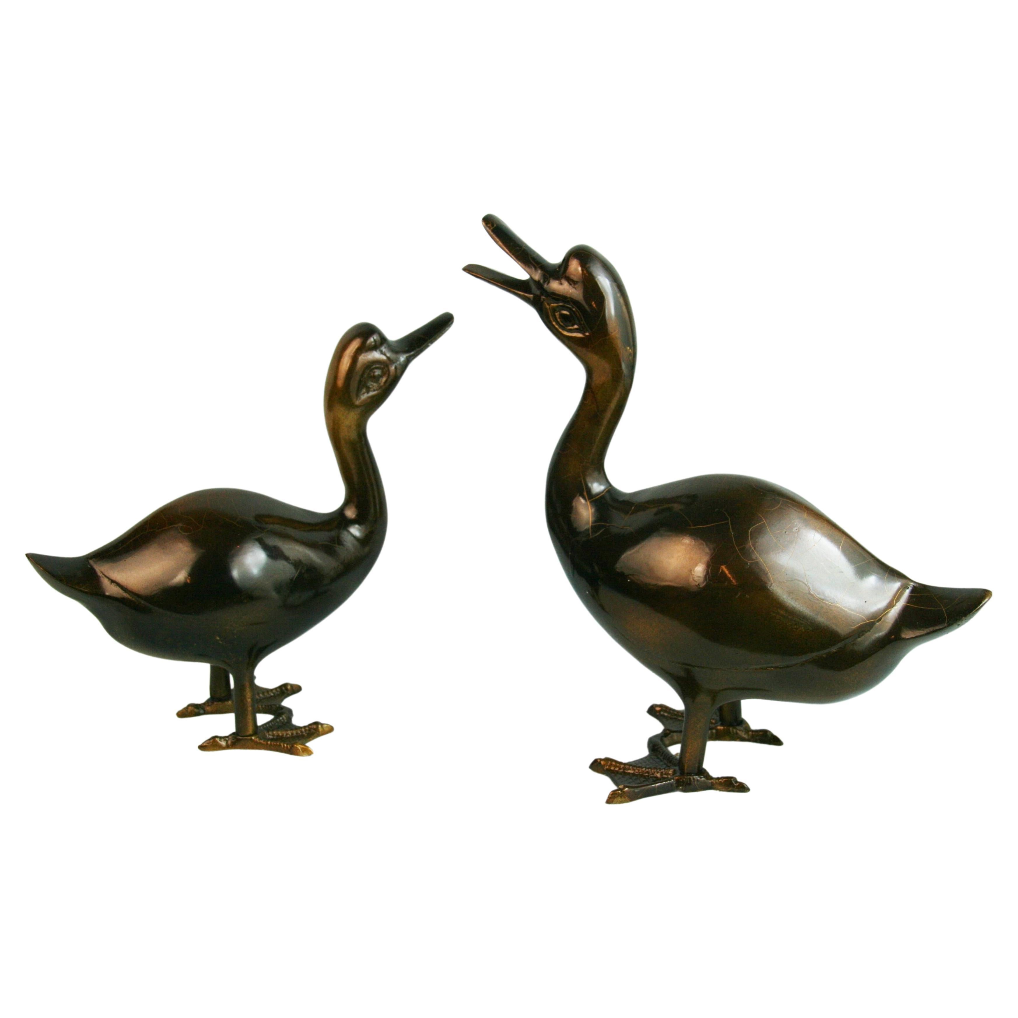 Danish Modern Flying Geese Wood Brass Birds Wall Sculpture at 1stDibs