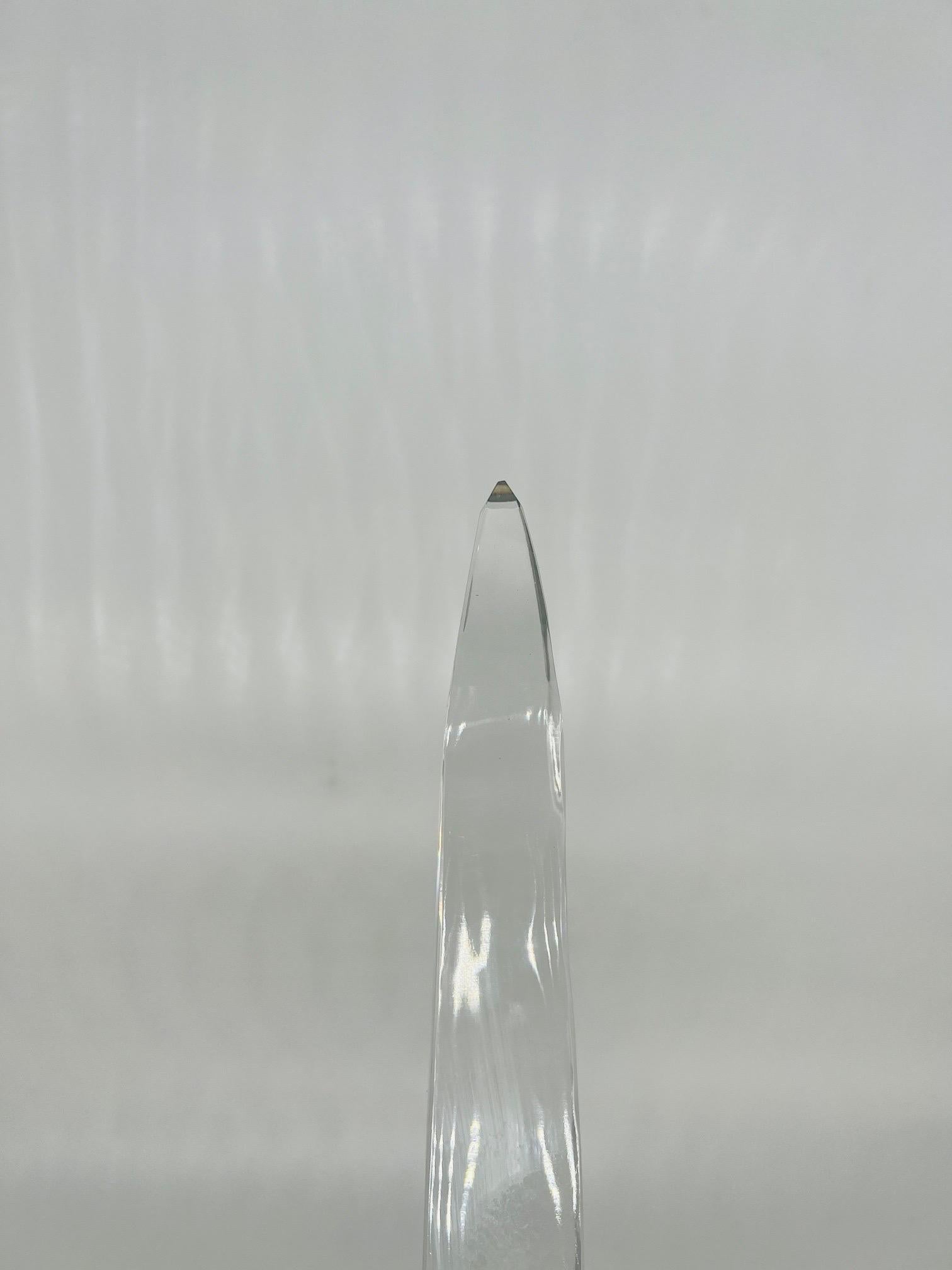 Pair, MCM Clear Glass Obelisk Sculptures 1
