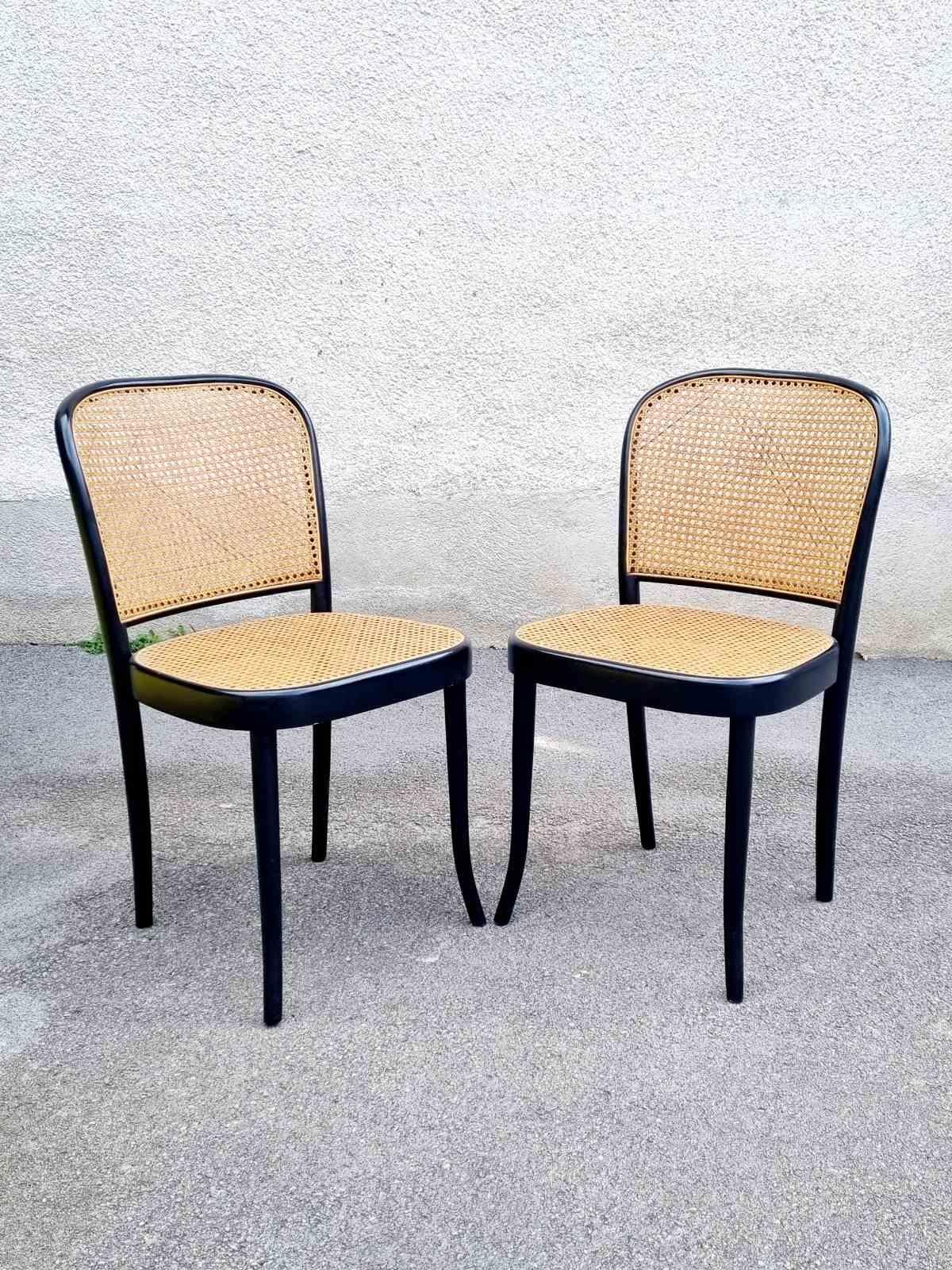Paire de chaises de salle à manger MCM Prague n°811 conçue par Josef Hoffmann, Drevounia, années 60 en vente 4