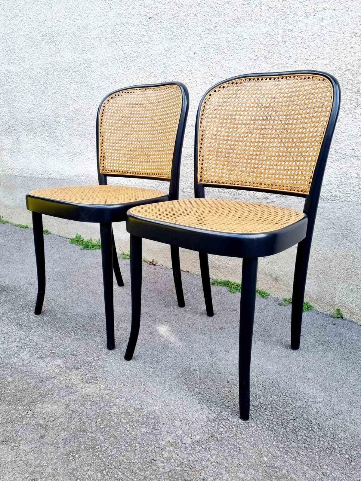 Paire de chaises de salle à manger MCM Prague n°811 conçue par Josef Hoffmann, Drevounia, années 60 en vente 5