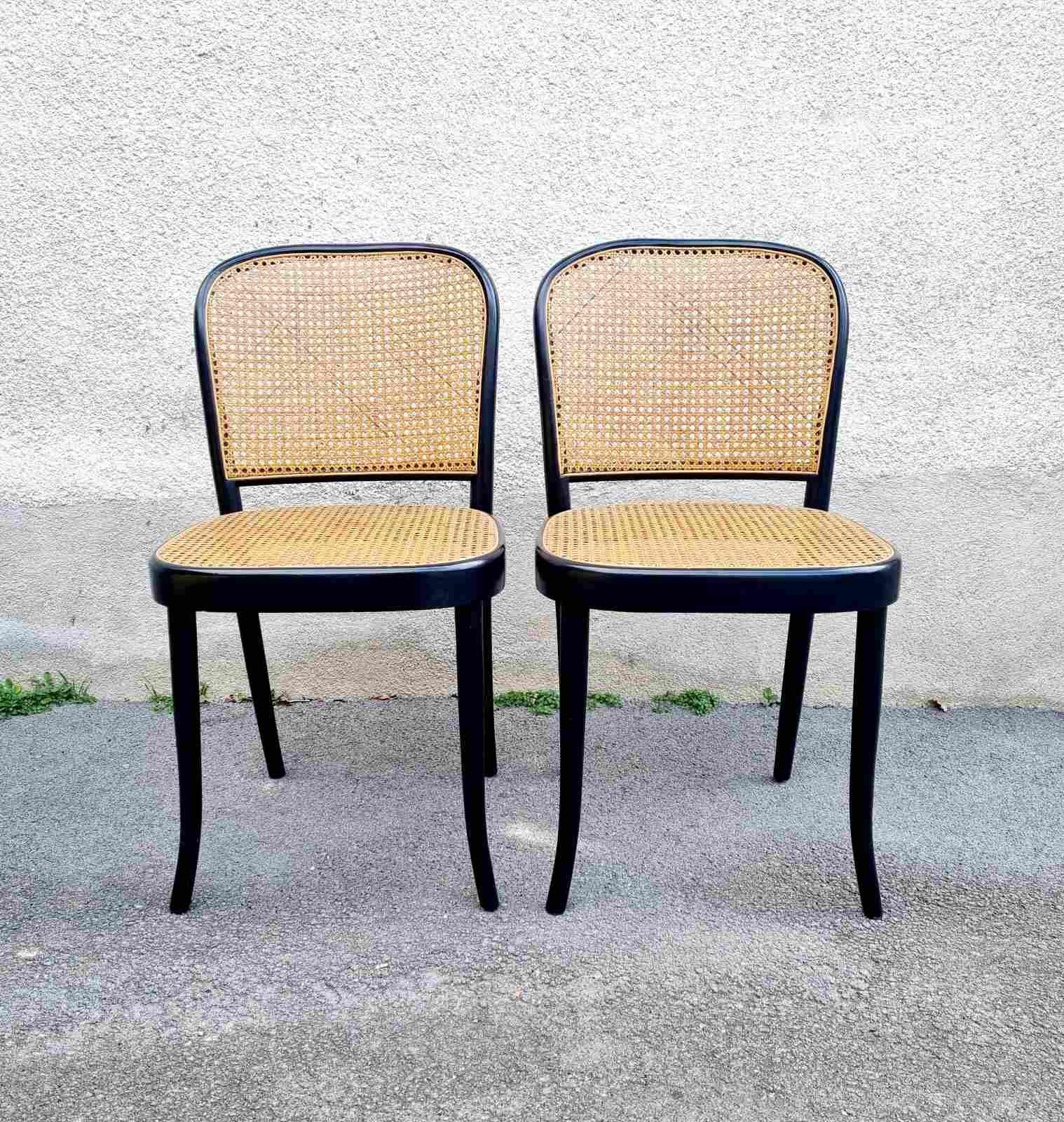 Paire de chaises de salle à manger MCM Prague n°811 conçue par Josef Hoffmann, Drevounia, années 60 en vente 6
