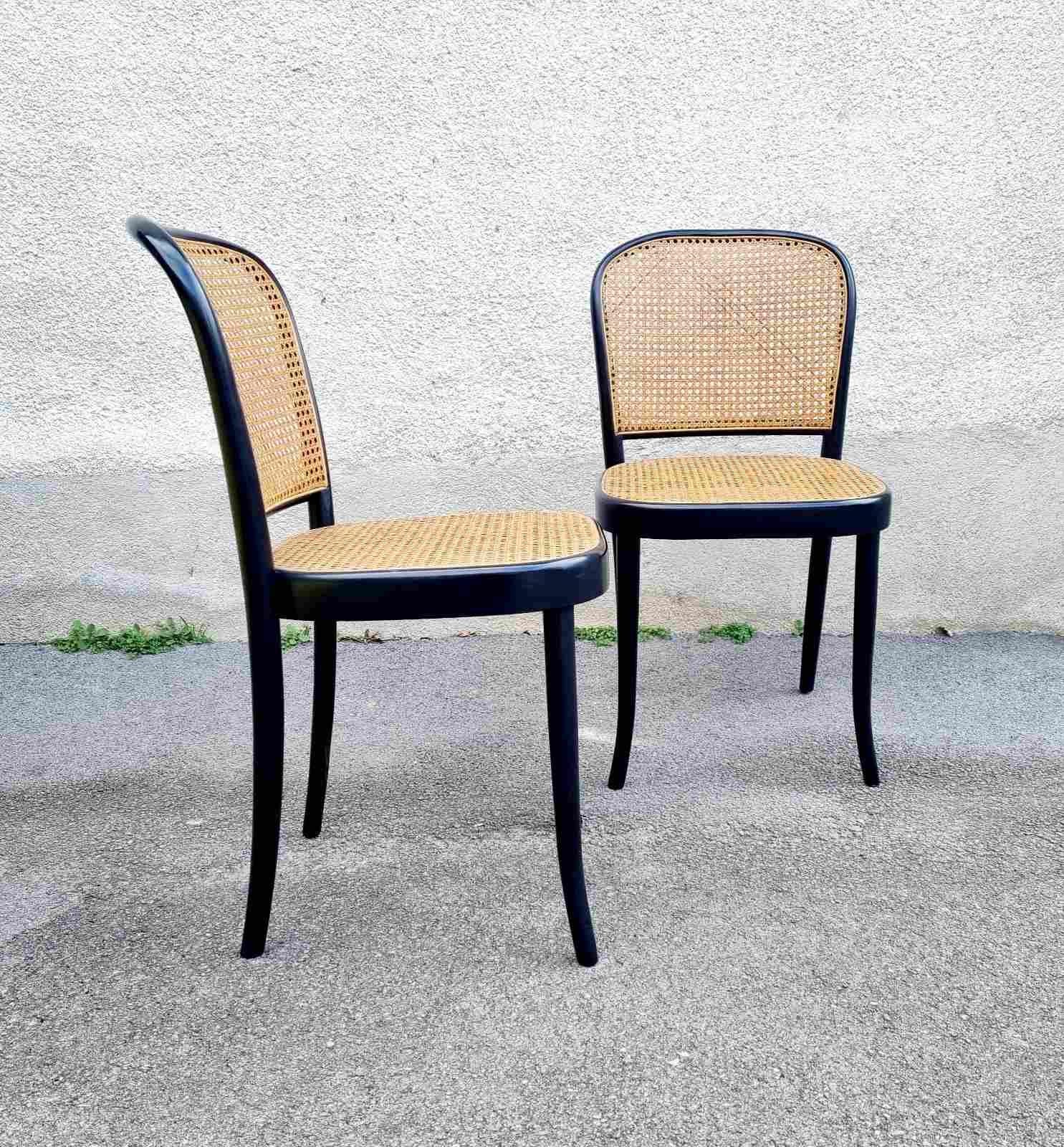 Paire de chaises de salle à manger MCM Prague n°811 conçue par Josef Hoffmann, Drevounia, années 60 Excellent état - En vente à Lucija, SI