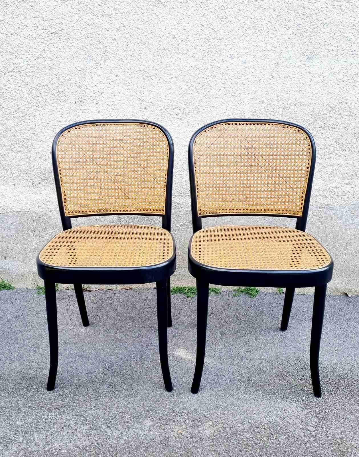 Paire de chaises de salle à manger MCM Prague n°811 conçue par Josef Hoffmann, Drevounia, années 60 en vente 1