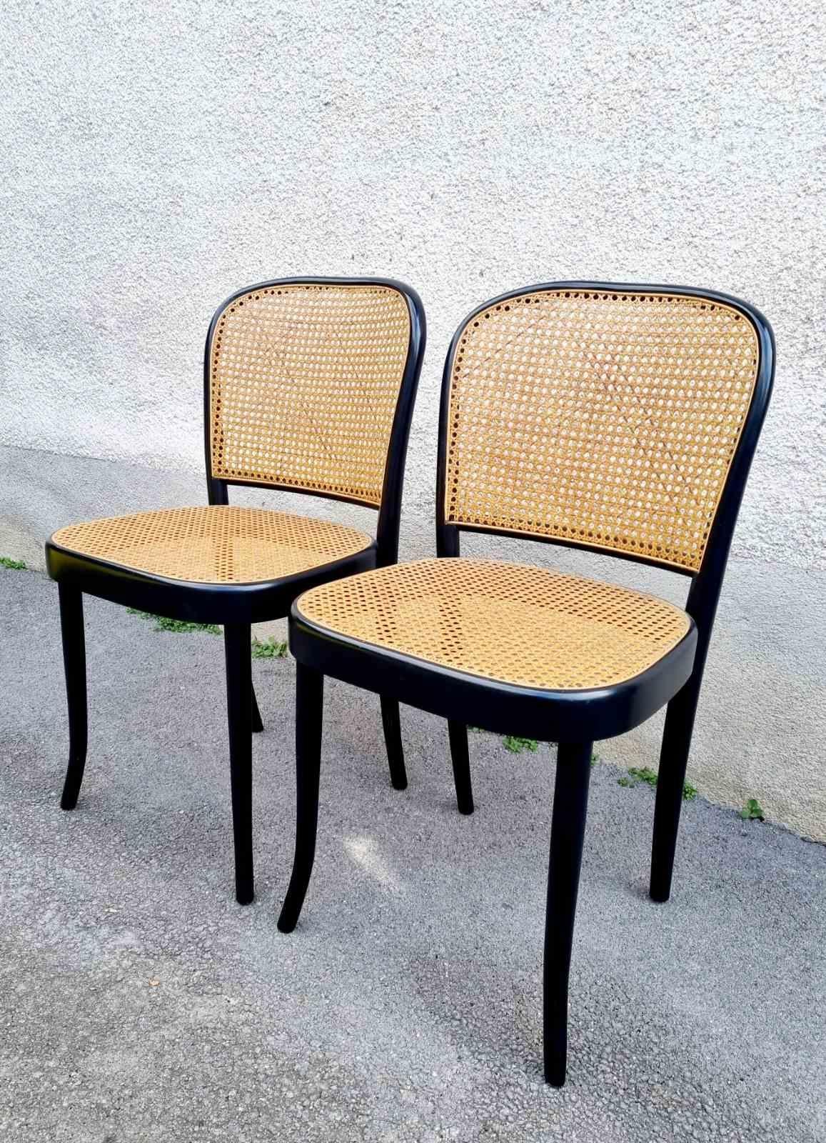 Paire de chaises de salle à manger MCM Prague n°811 conçue par Josef Hoffmann, Drevounia, années 60 en vente 2