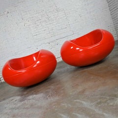 Original Pastil-Schaukelsthle aus rotem Polystyrol von Eero Aarnio fr Asko, Paar