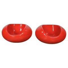 Paire de chaises  bascule en polystyrne rouge d'origine MCM Pastil d'Eero Aarnio pour Asko