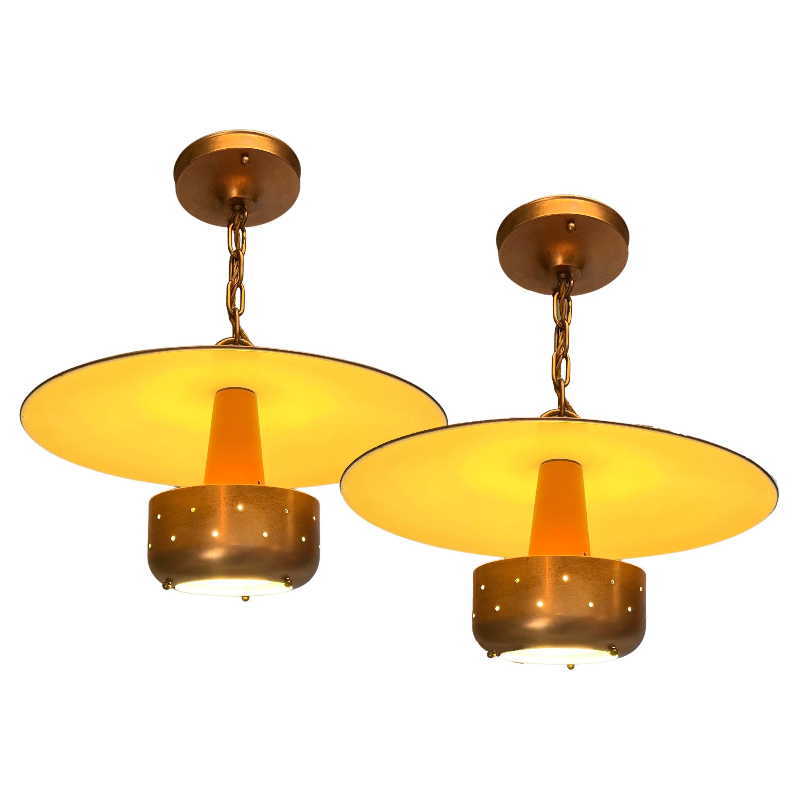 Pair MCM Restored Ceiling Lights For Sale